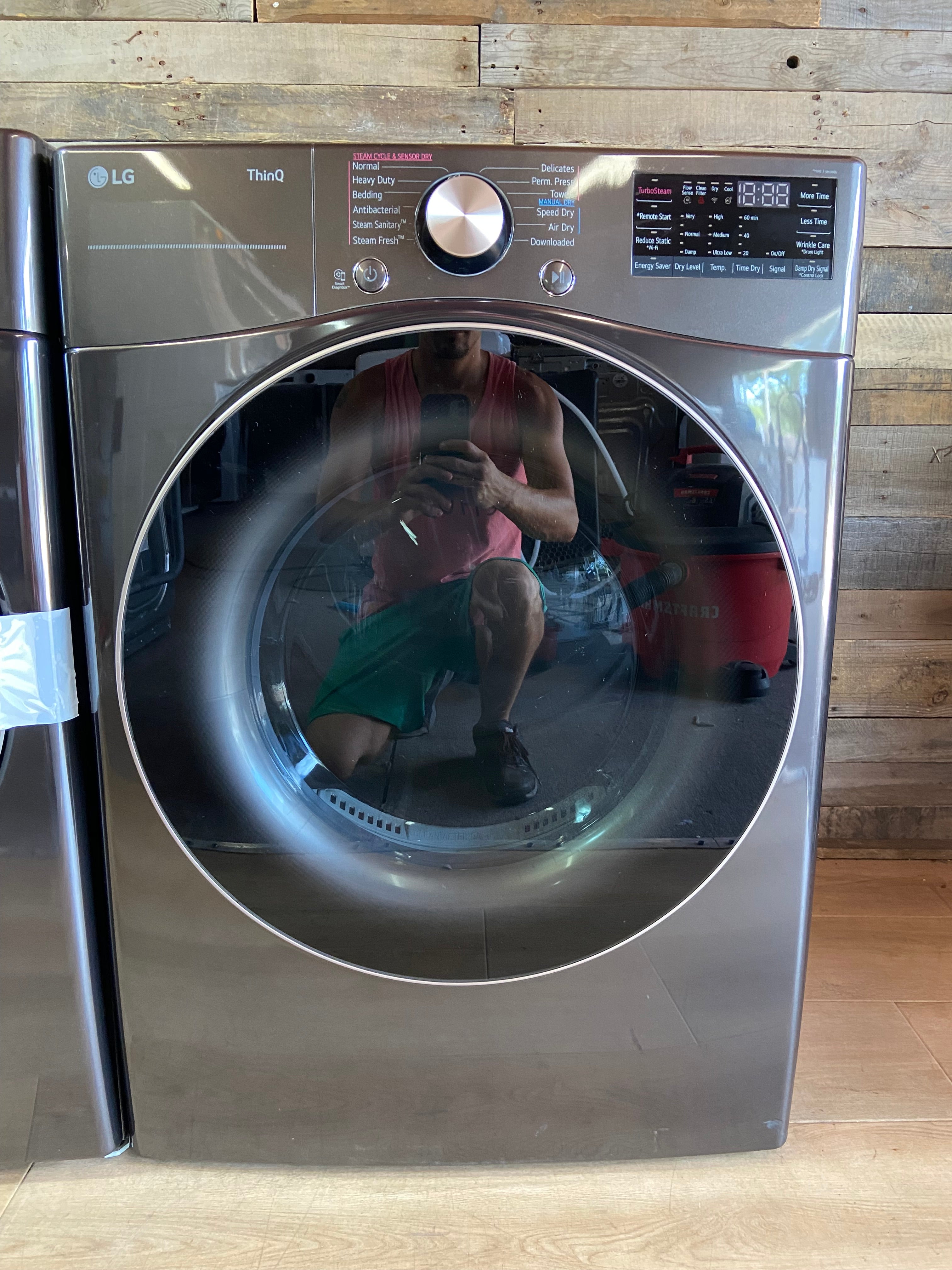 LG Thin Q Grey Rose Gold Front Load Set Gas Dryer