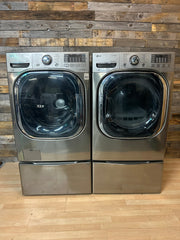 Stainless LG Steam Large Capacity Pedestal Front Load Set