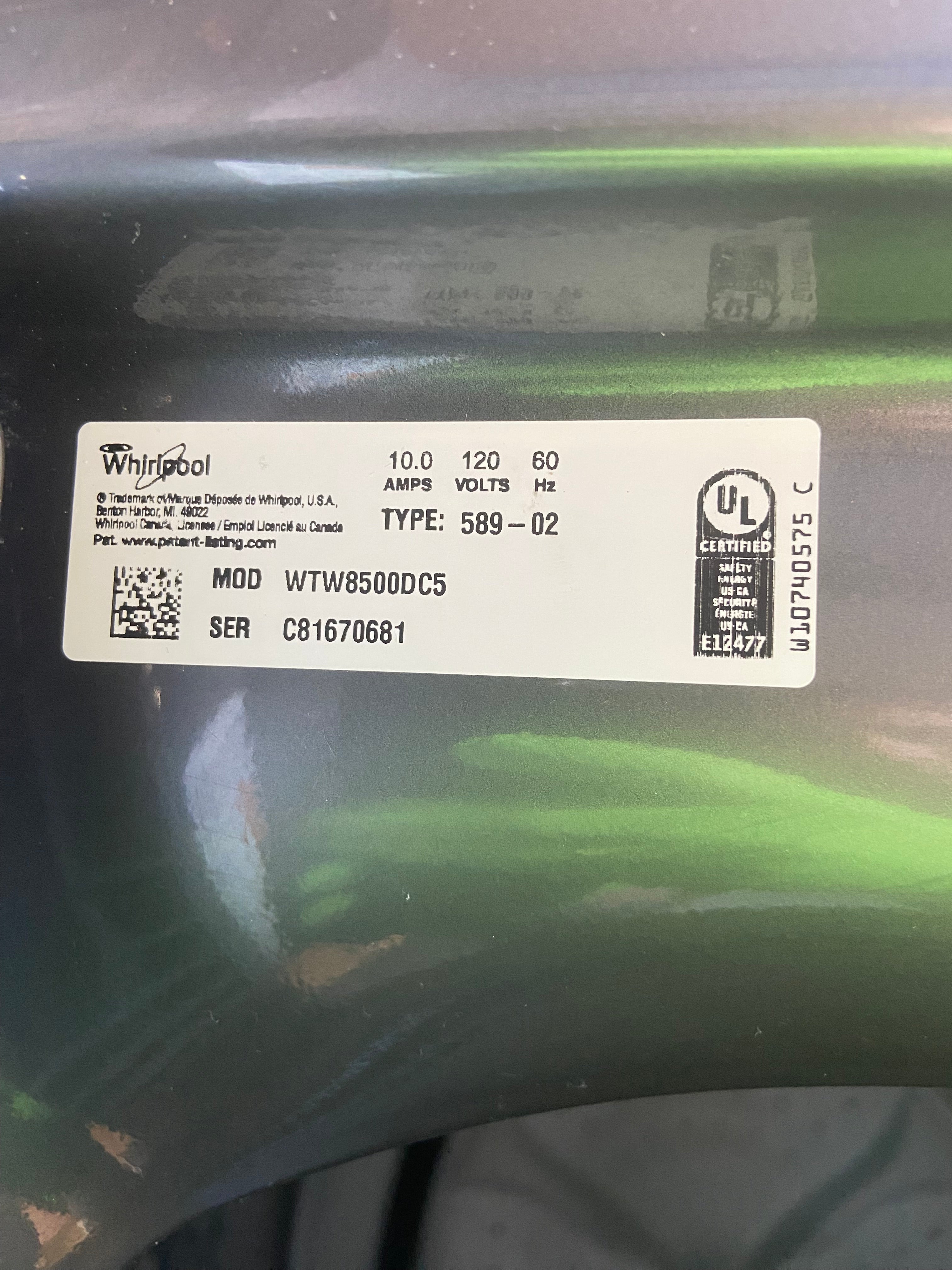 Silver Whirlpool Washer & Dryer