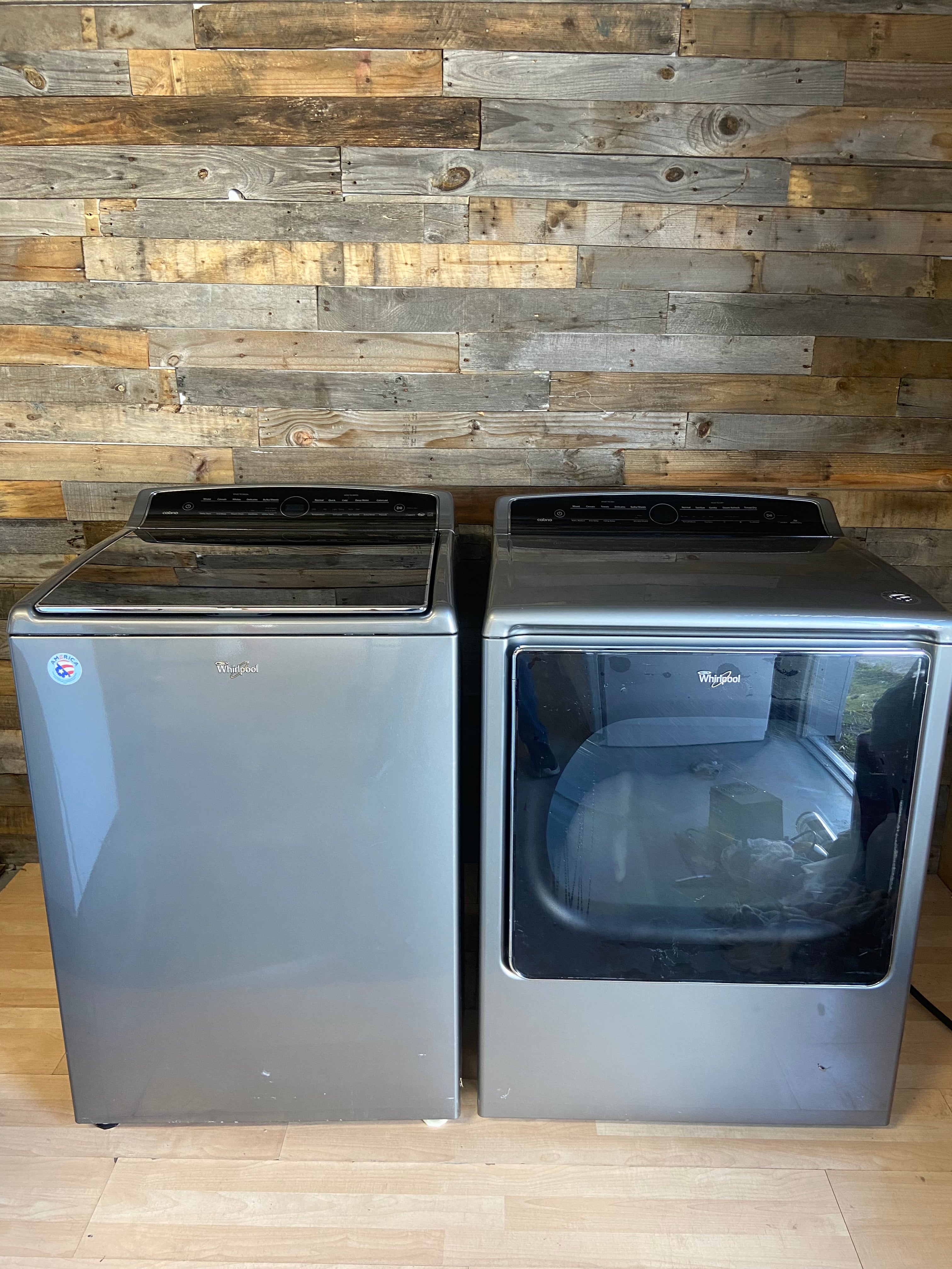 Silver Whirlpool Washer & Dryer