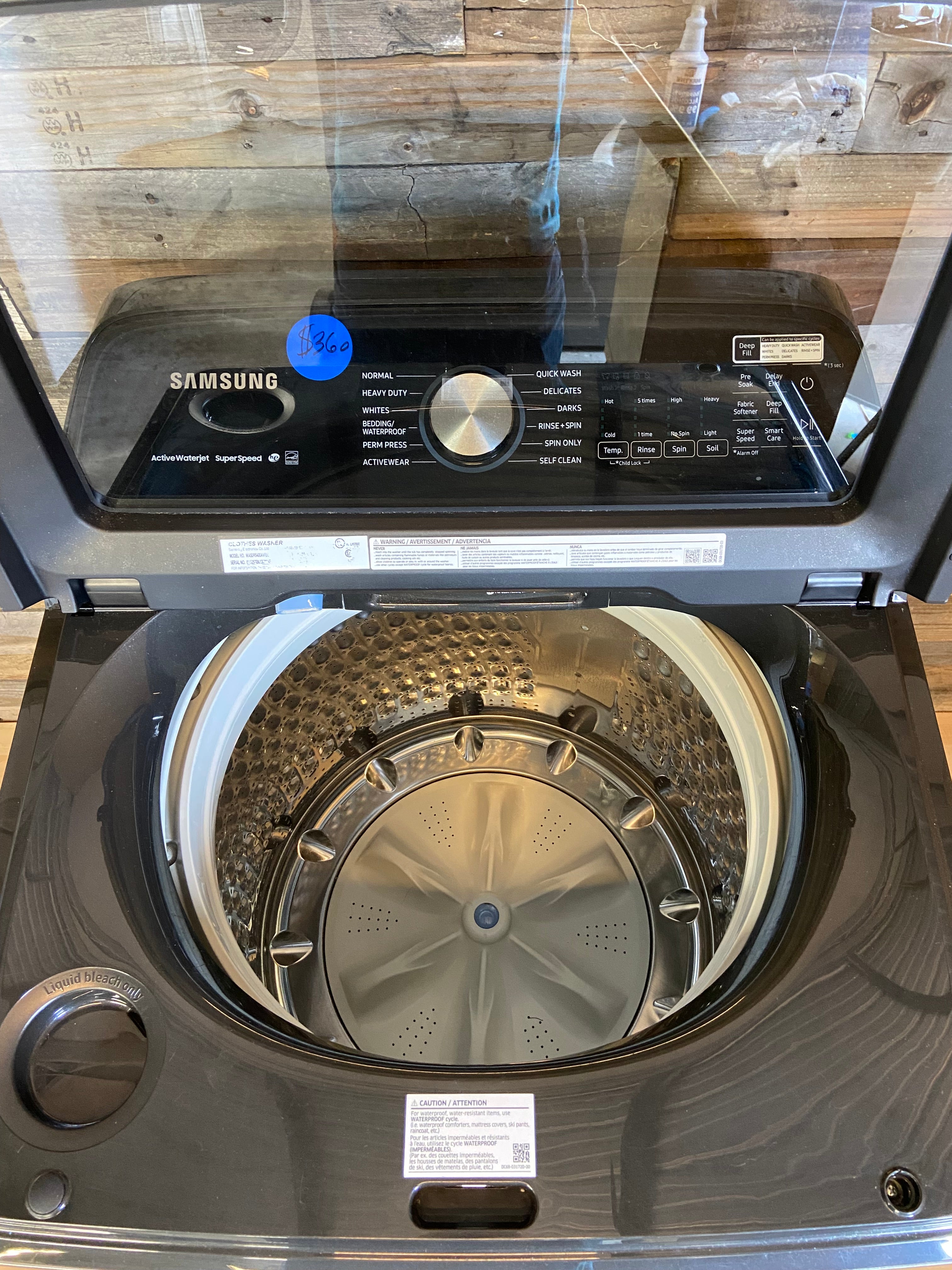 Samsung 5.0 cu. ft. Top Load Washer with Super Speed in Black Stainless Steel