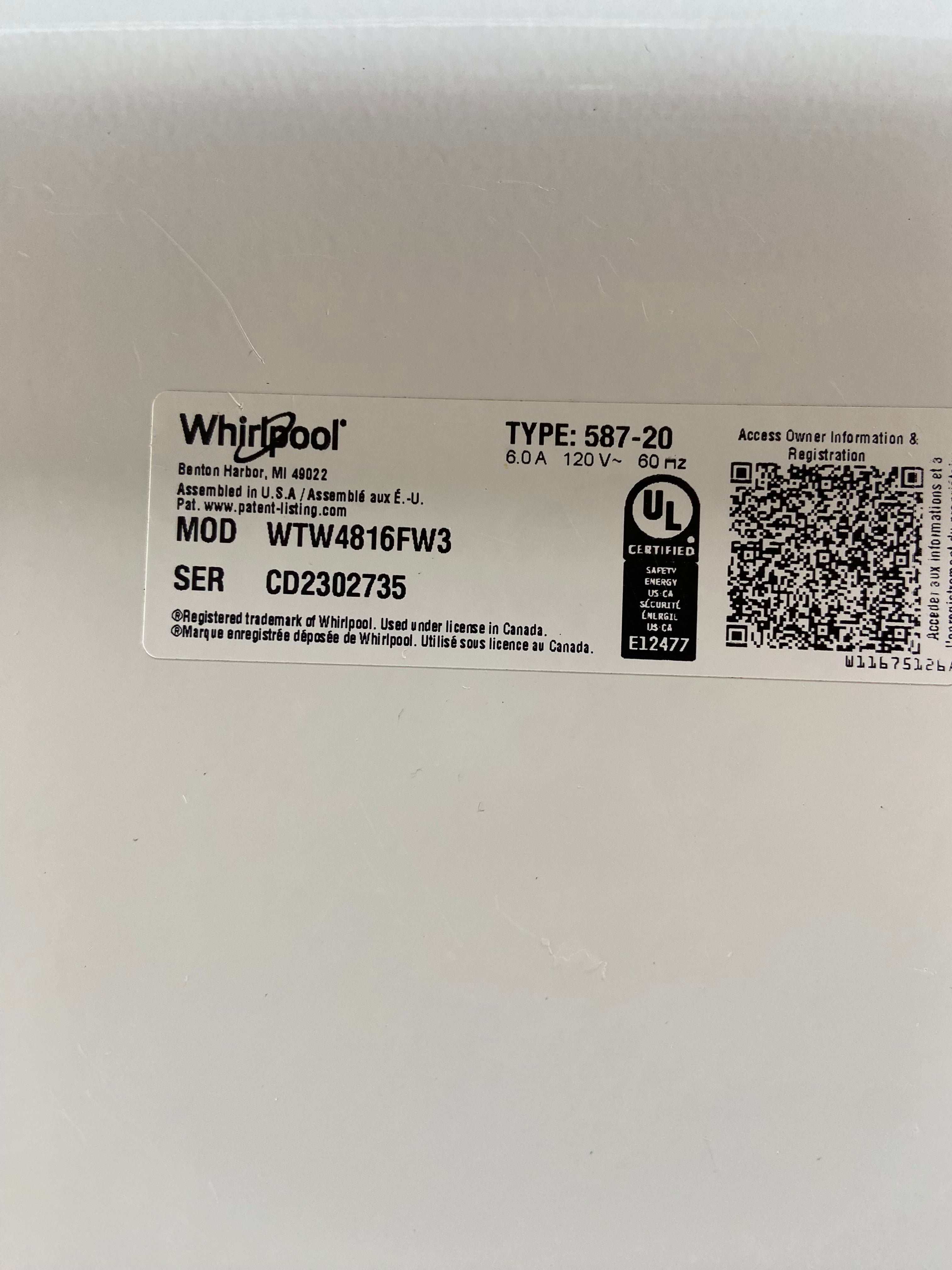 Whirlpool Top Load Grey Face Washer & Dryer Set