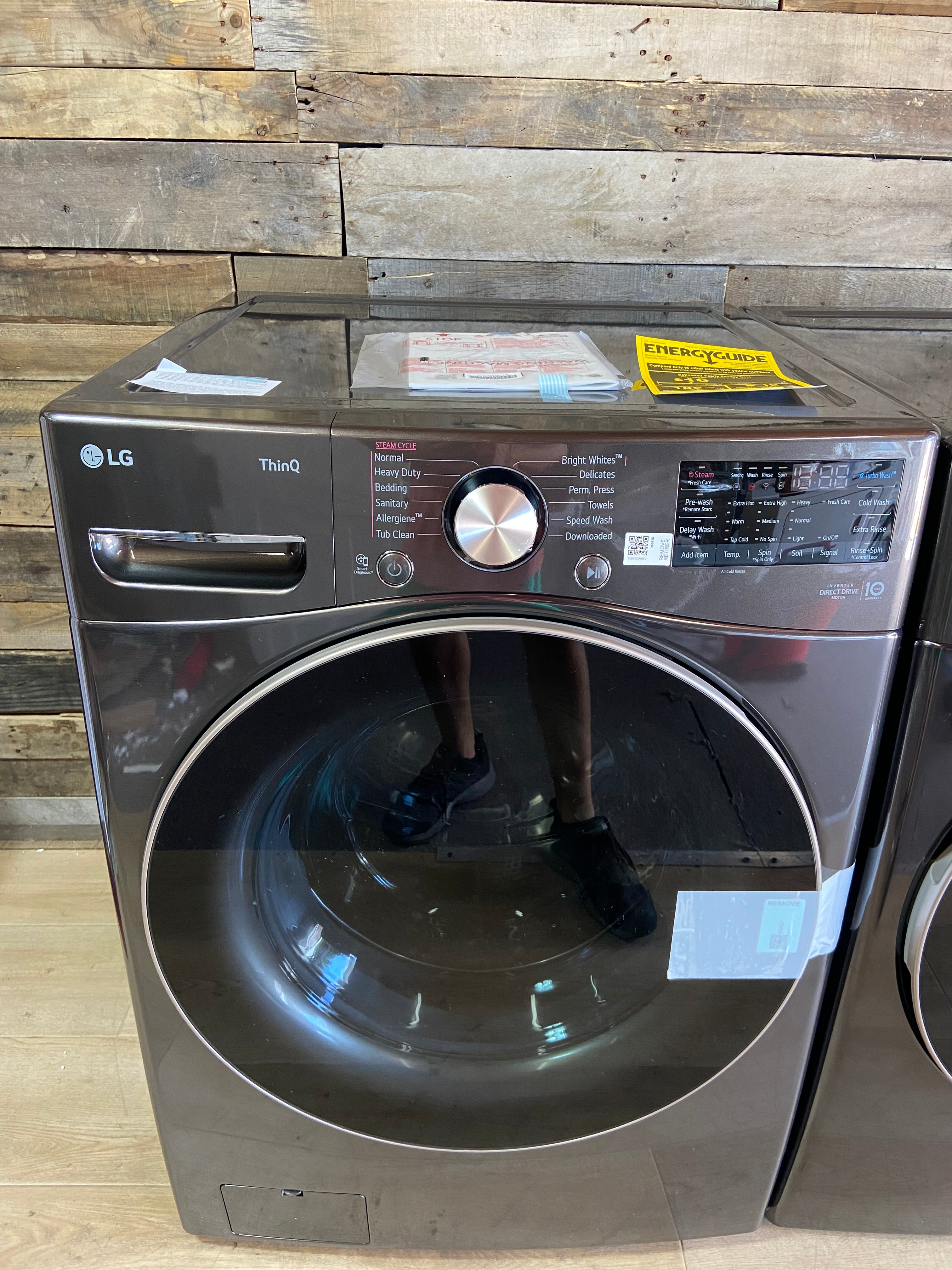 LG Thin Q Grey Rose Gold Front Load Set Gas Dryer