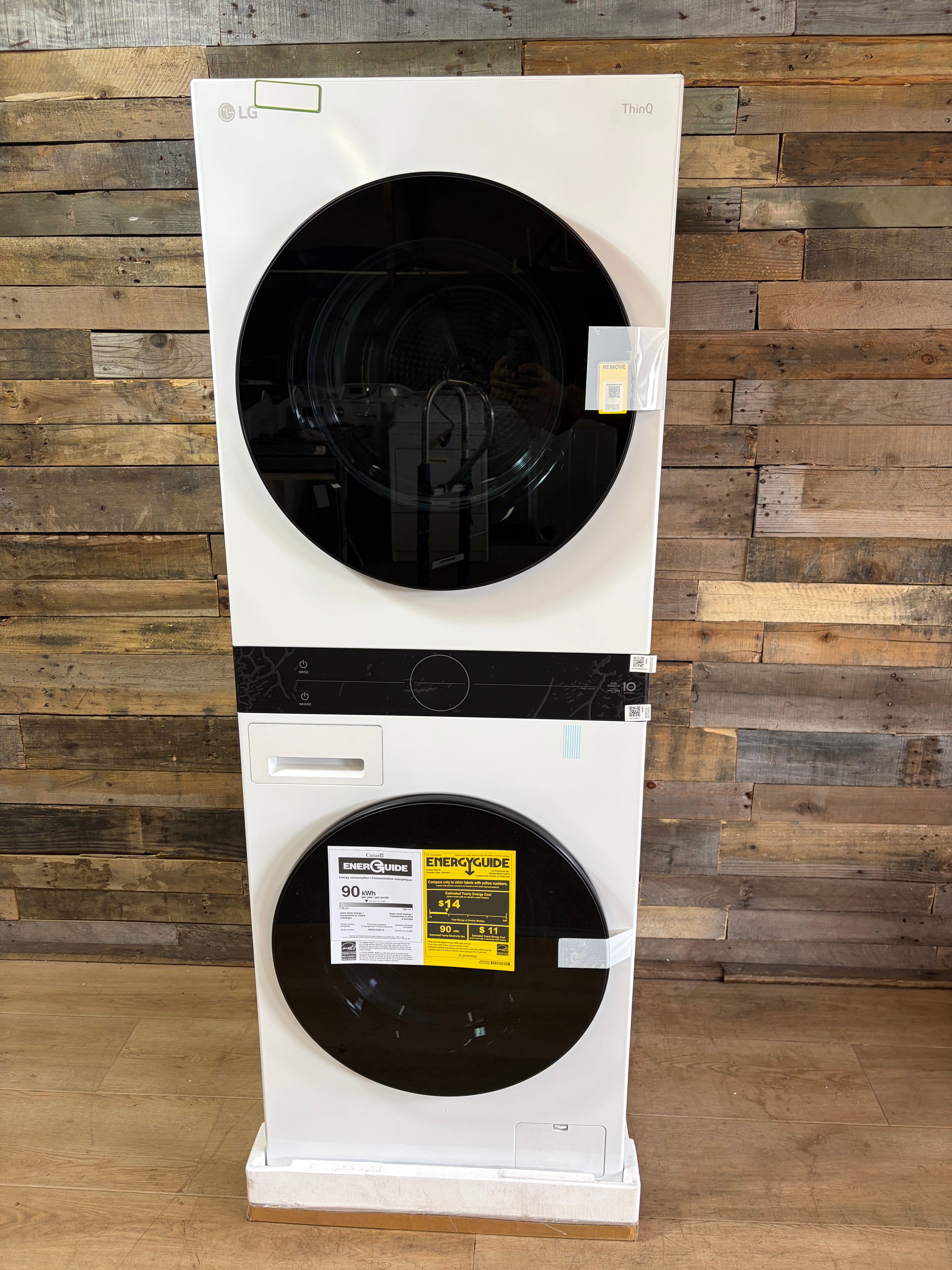 2.4 cu. ft. Washer, 4.2 cu. ft. Dual Inverter Heat Pump Ventless Electric Dryer, Washtower, Center Control AIDD in White