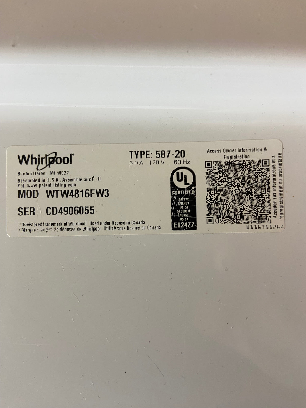 Whirlpool Grey Panel Washer Dryer Set