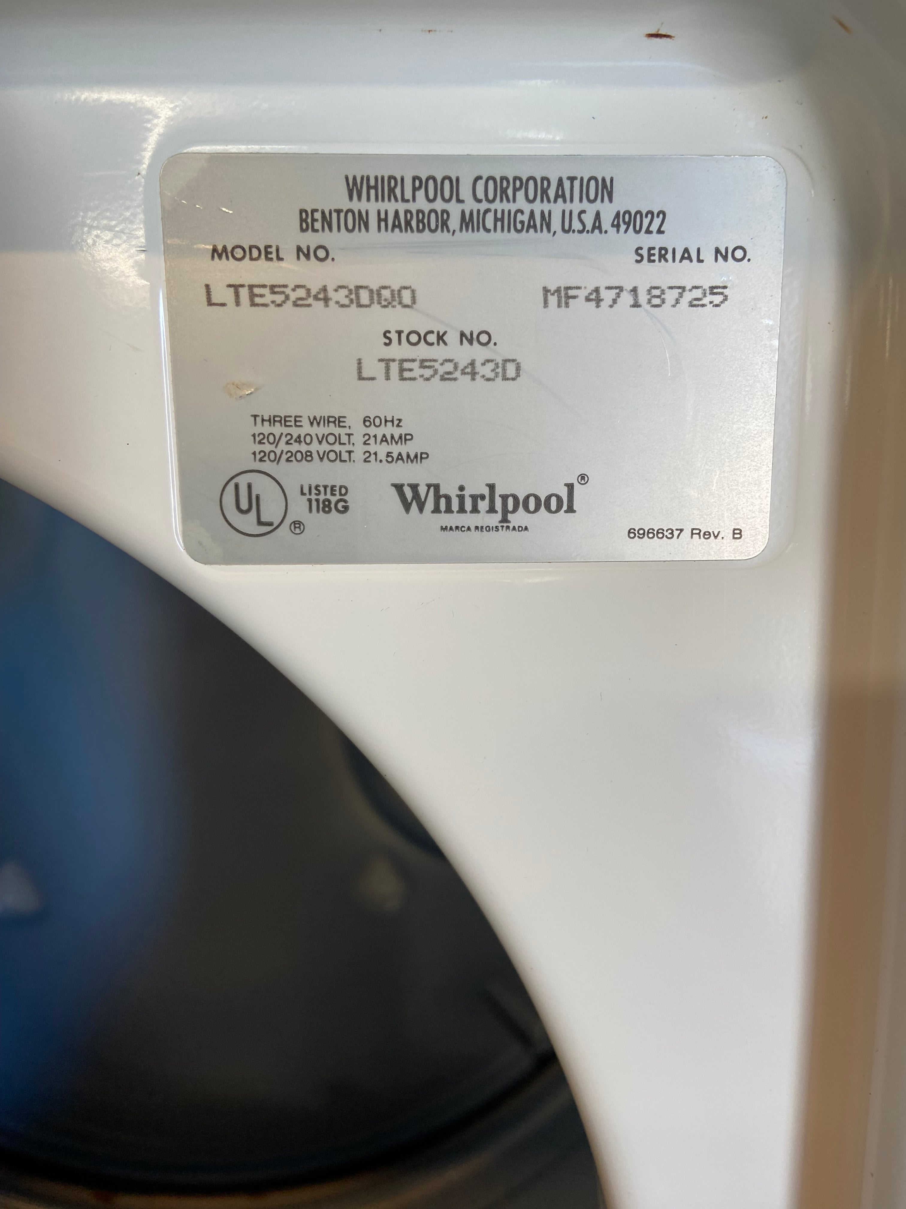 Whirlpool 24” Thin Twin Stackable 240v