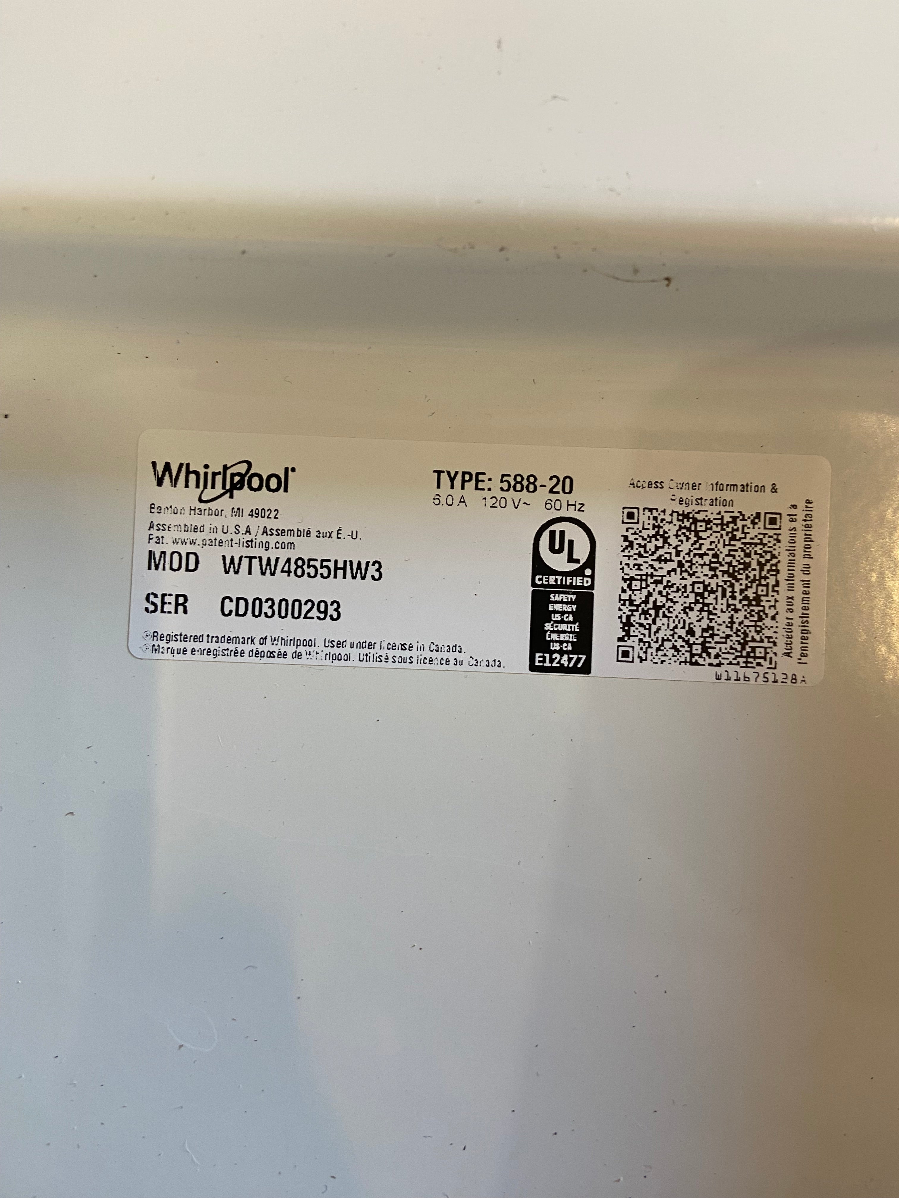 Whirlpool Stainless Steel Tub Top Load Washing Machine