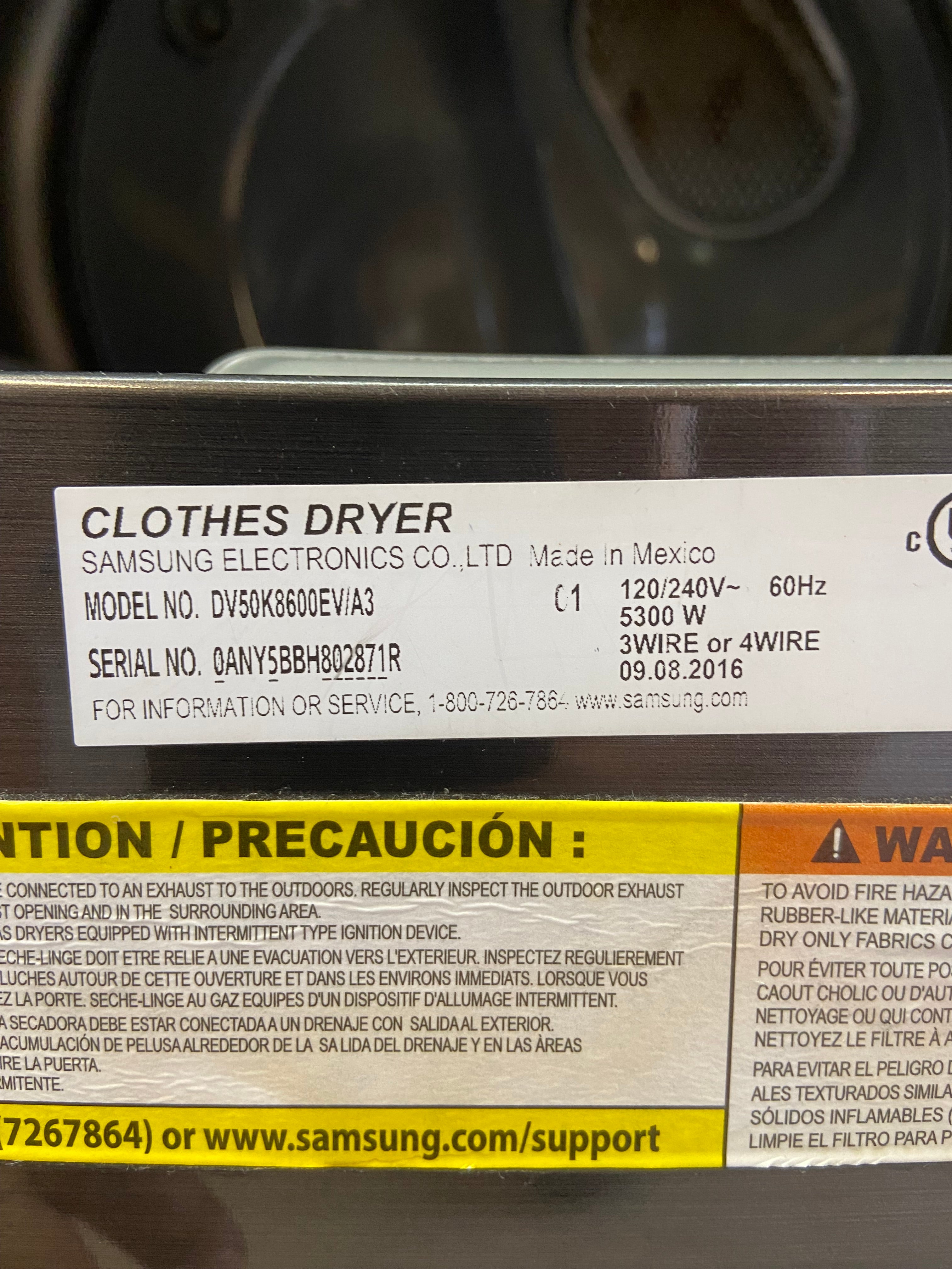Samsung Black Stainless Extra Large Capacity Dryer