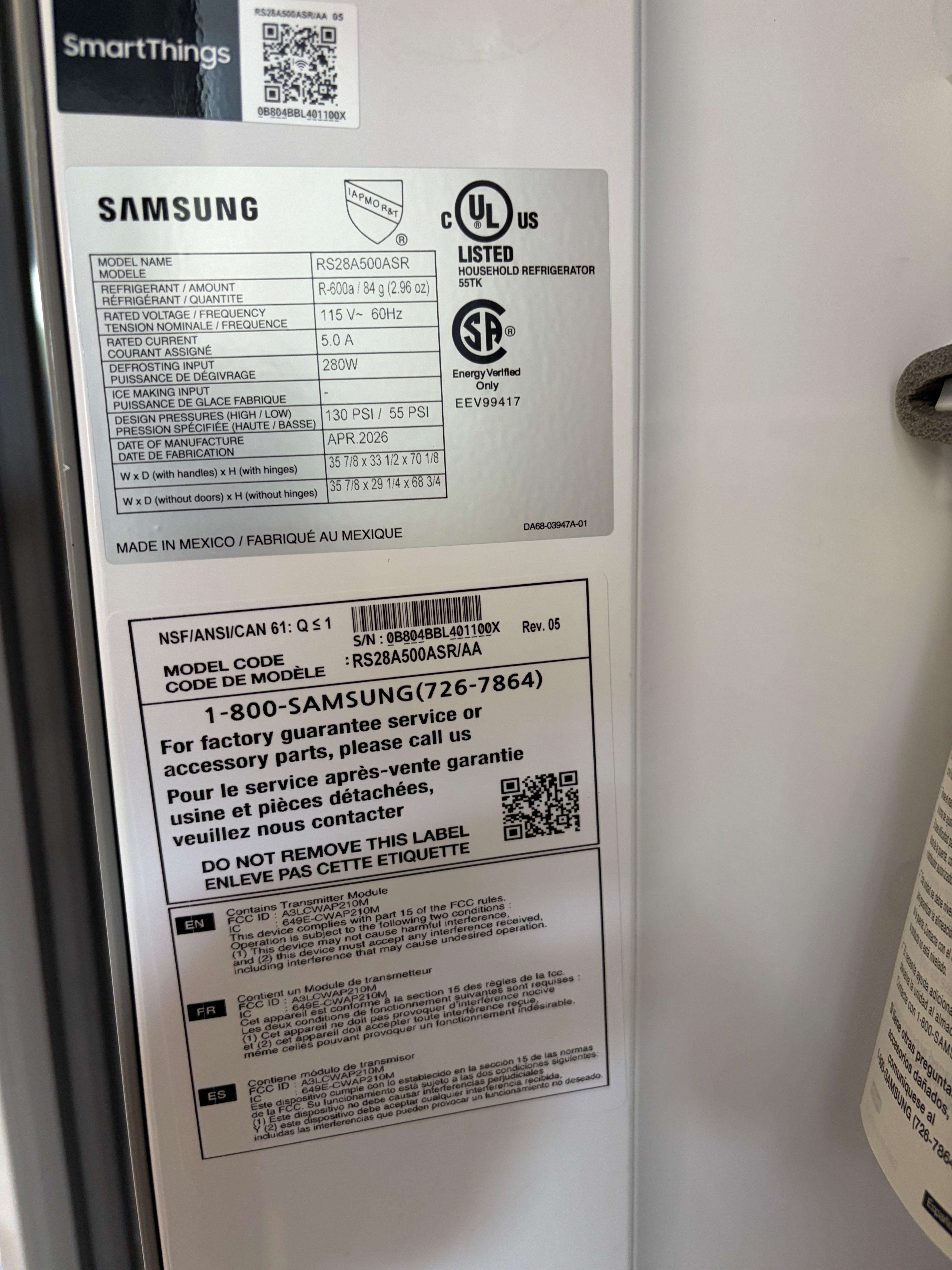 Samsung 36" 28 Cu. Ft. Fingerprint Resistant Stainless Steel Side-by-Side Refrigerator