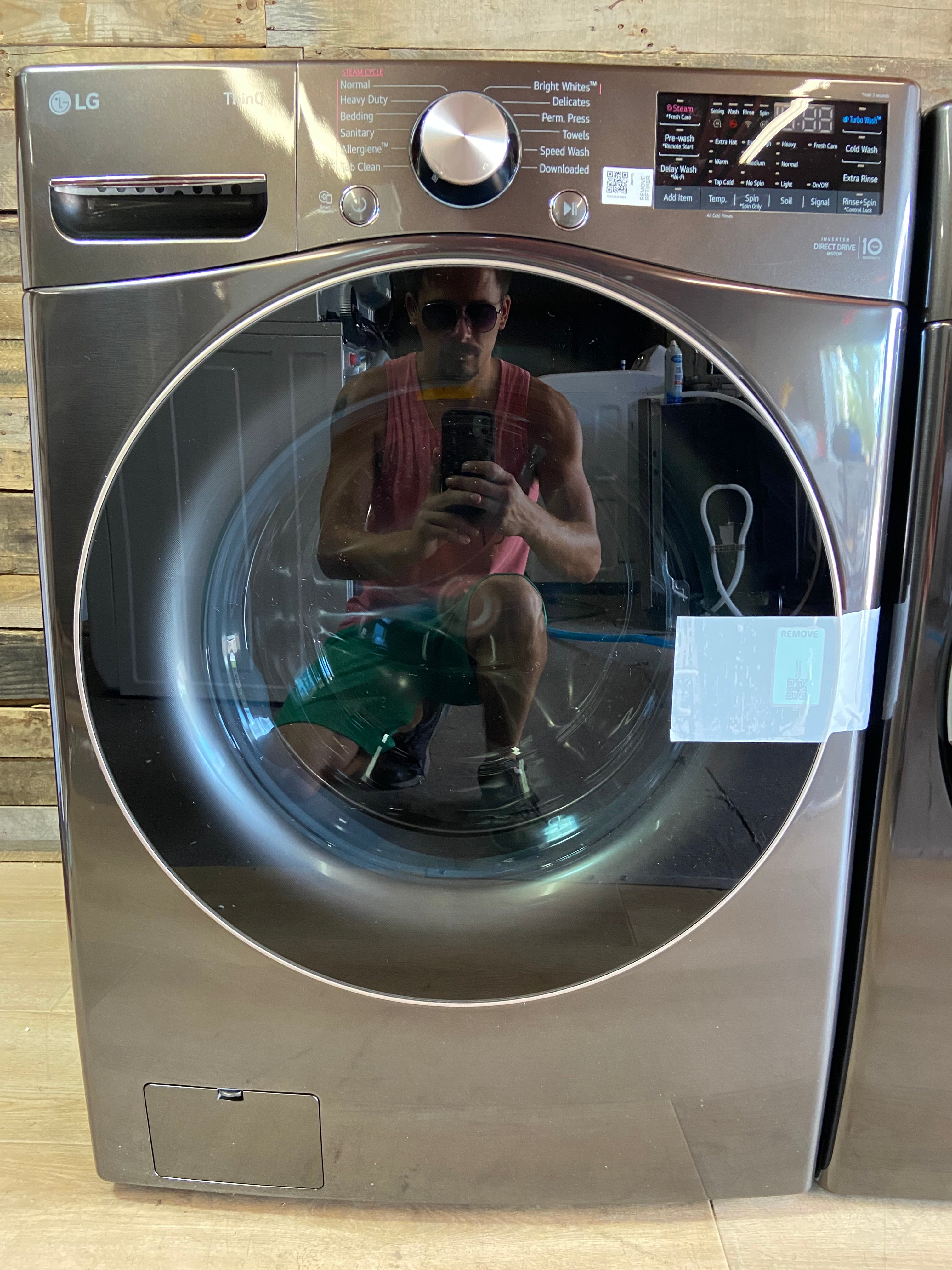 LG Thin Q Grey Rose Gold Front Load Set Gas Dryer