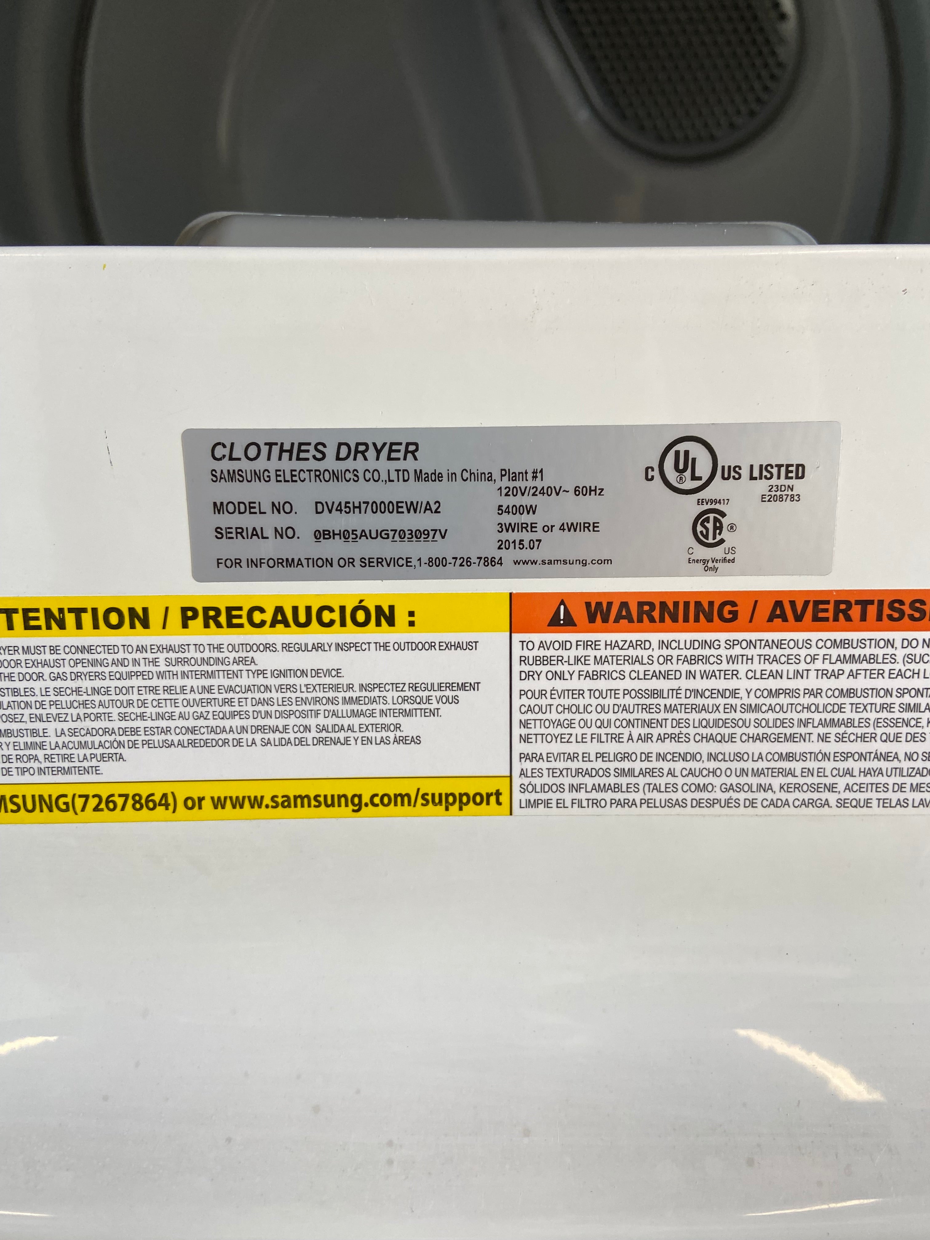 Samsung Top Load Large Capacity Washer & Dryer Set