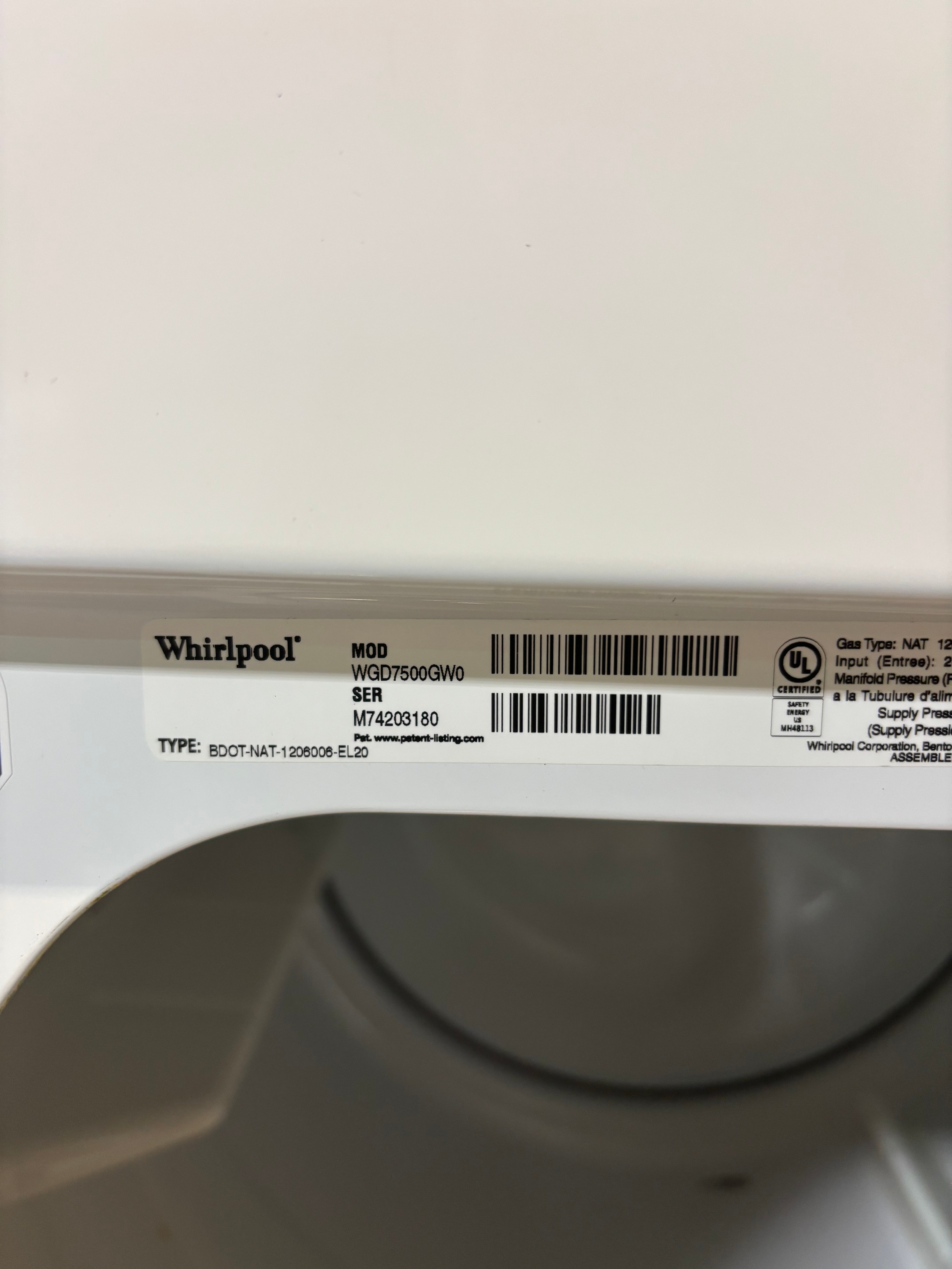 Whirlpool Gas Dryer Top Load Set