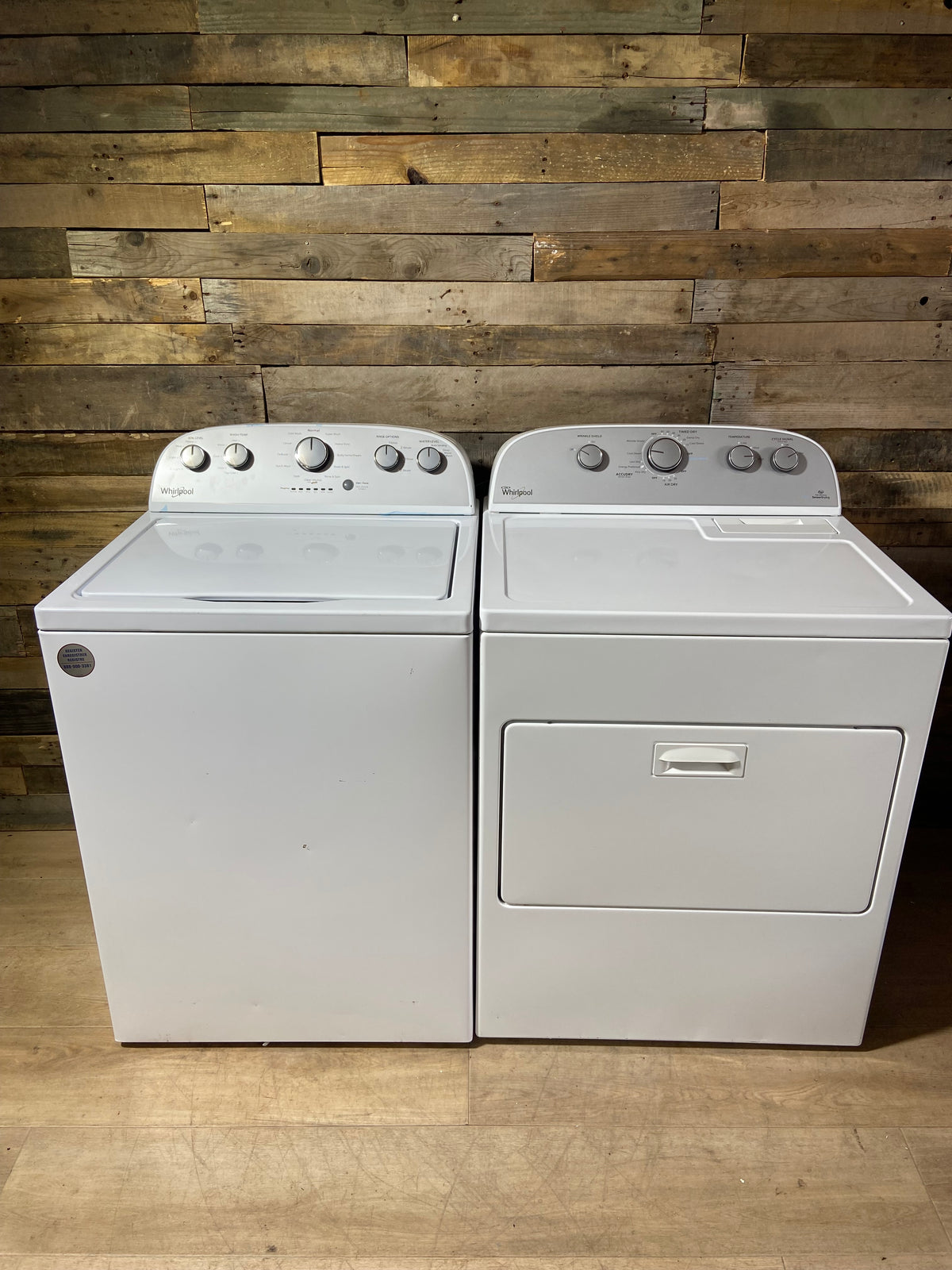 Whirlpool Top Load Grey Panel Washer & Dryer Set