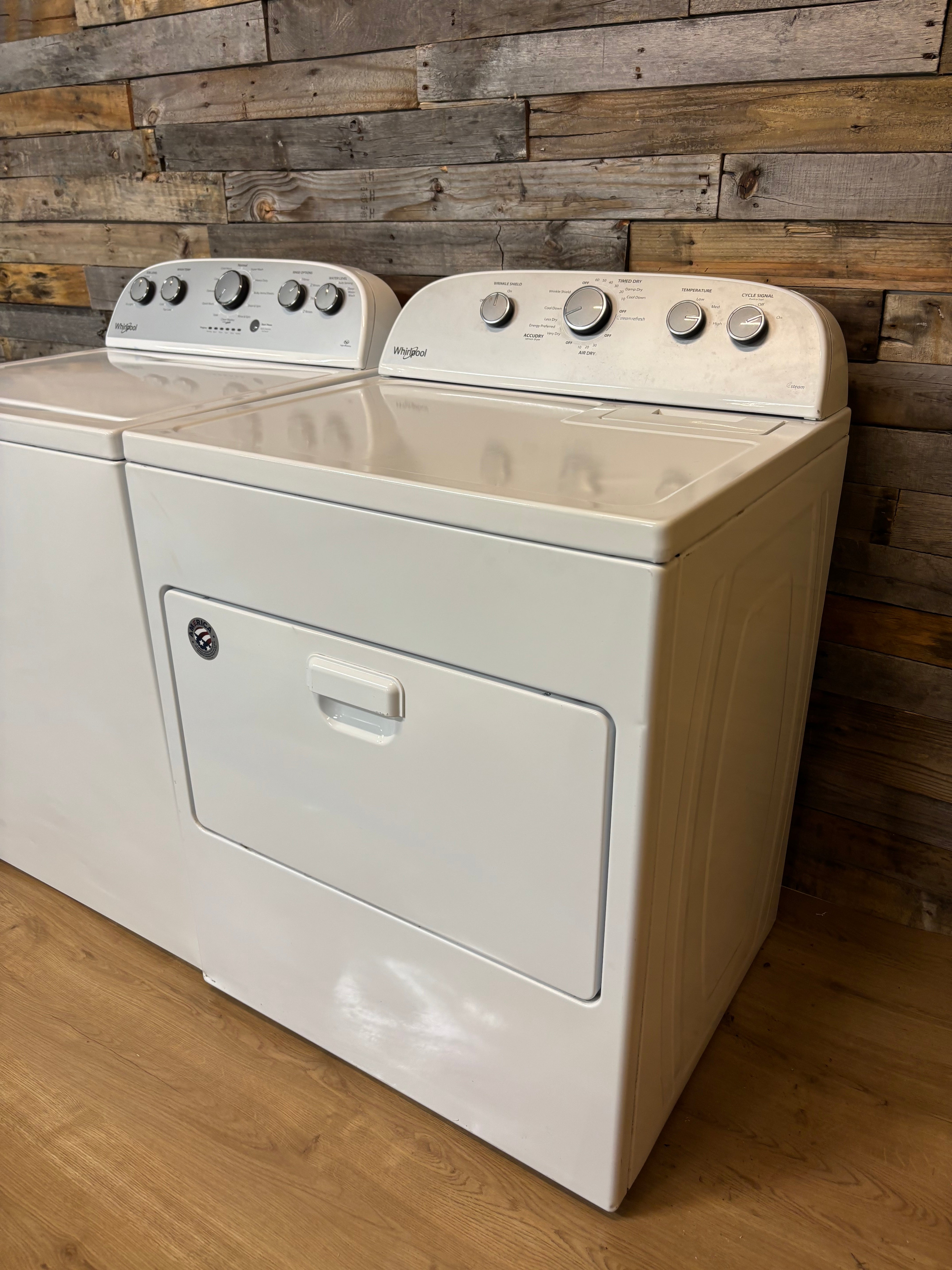 Whirlpool Grey Face Top Load Set With Steam Dryer