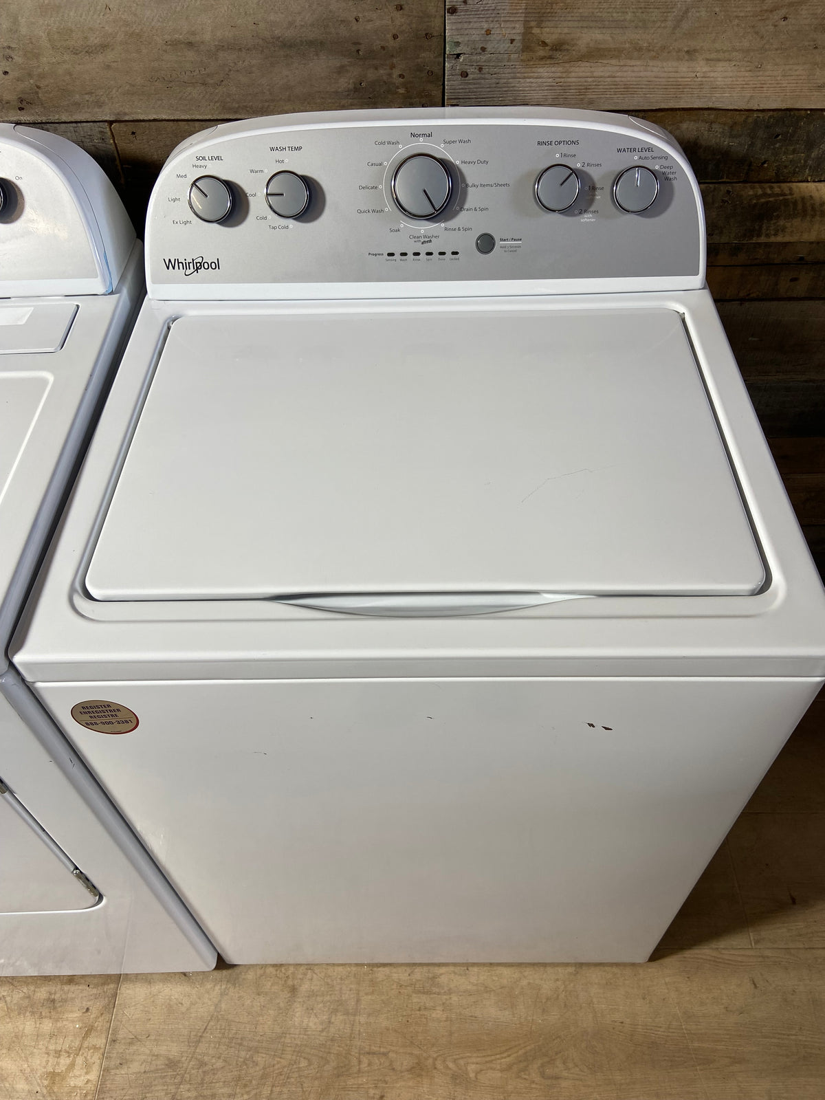 Whirlpool Grey Panel Top Load Washer & Dryer Set