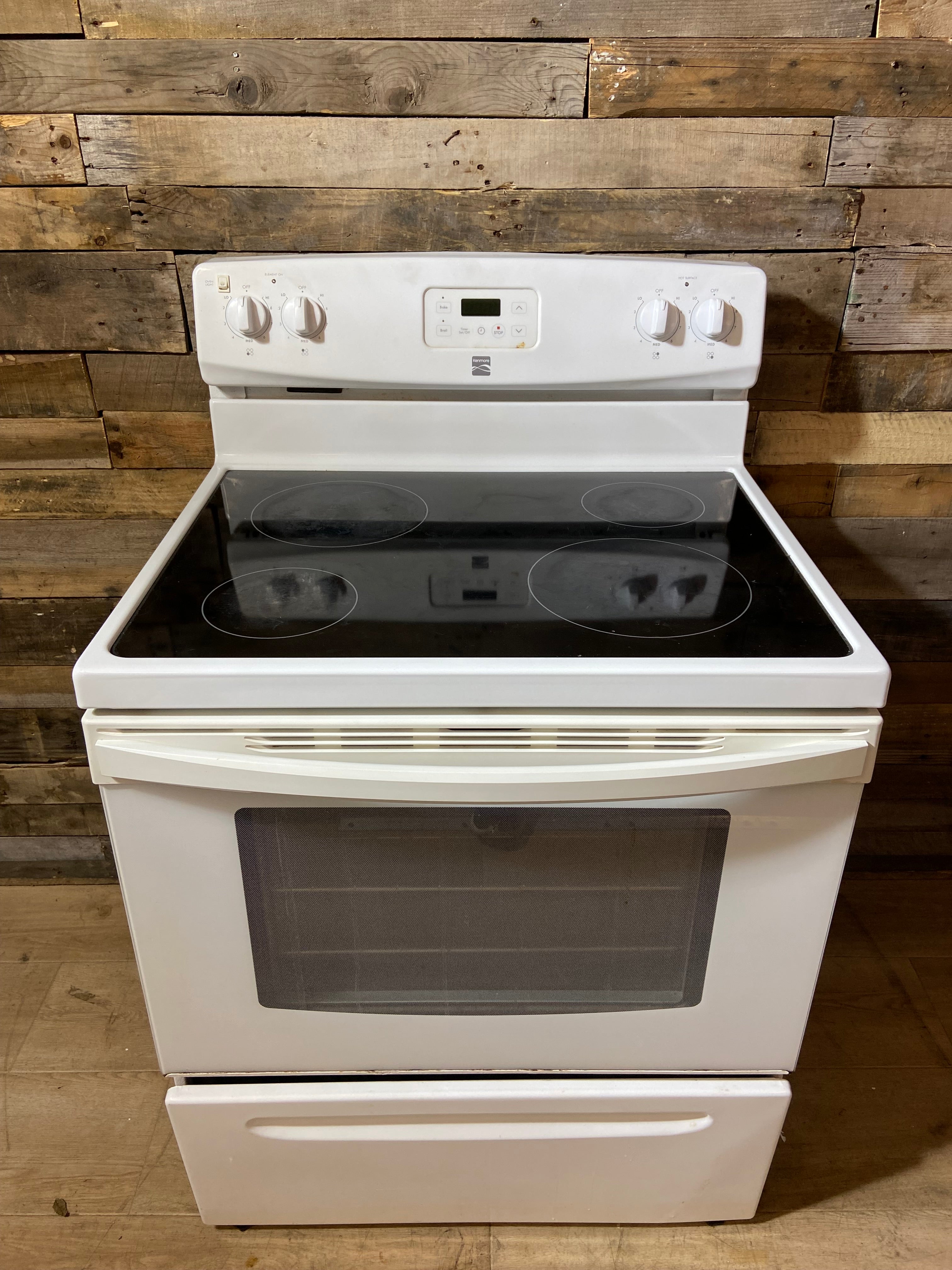 Kenmore White Glass Top Range