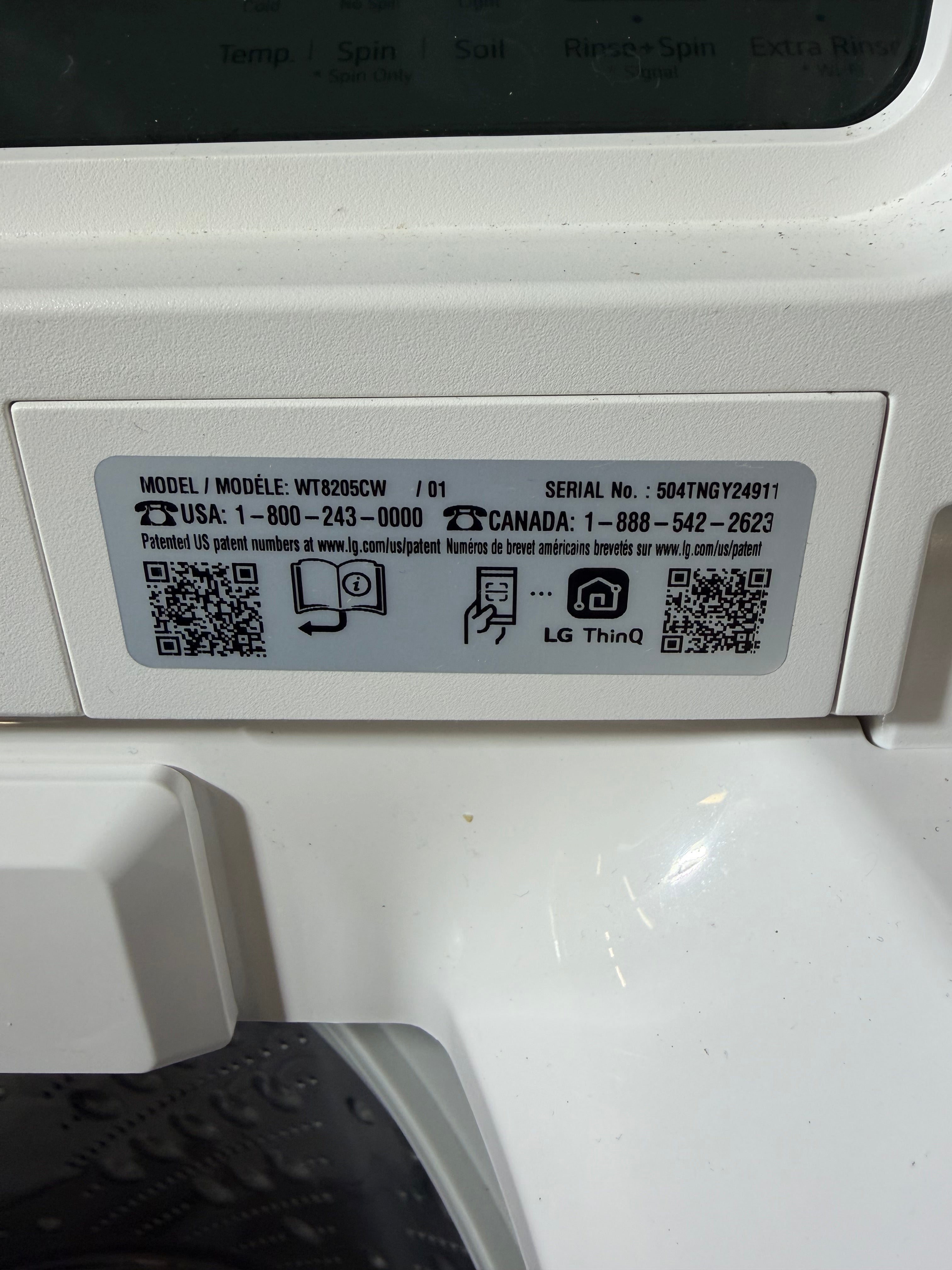 LG 4.8 Cu. Ft. Alpine White Agitator Top Load Washer with EasyUnload™ & AI Sensing