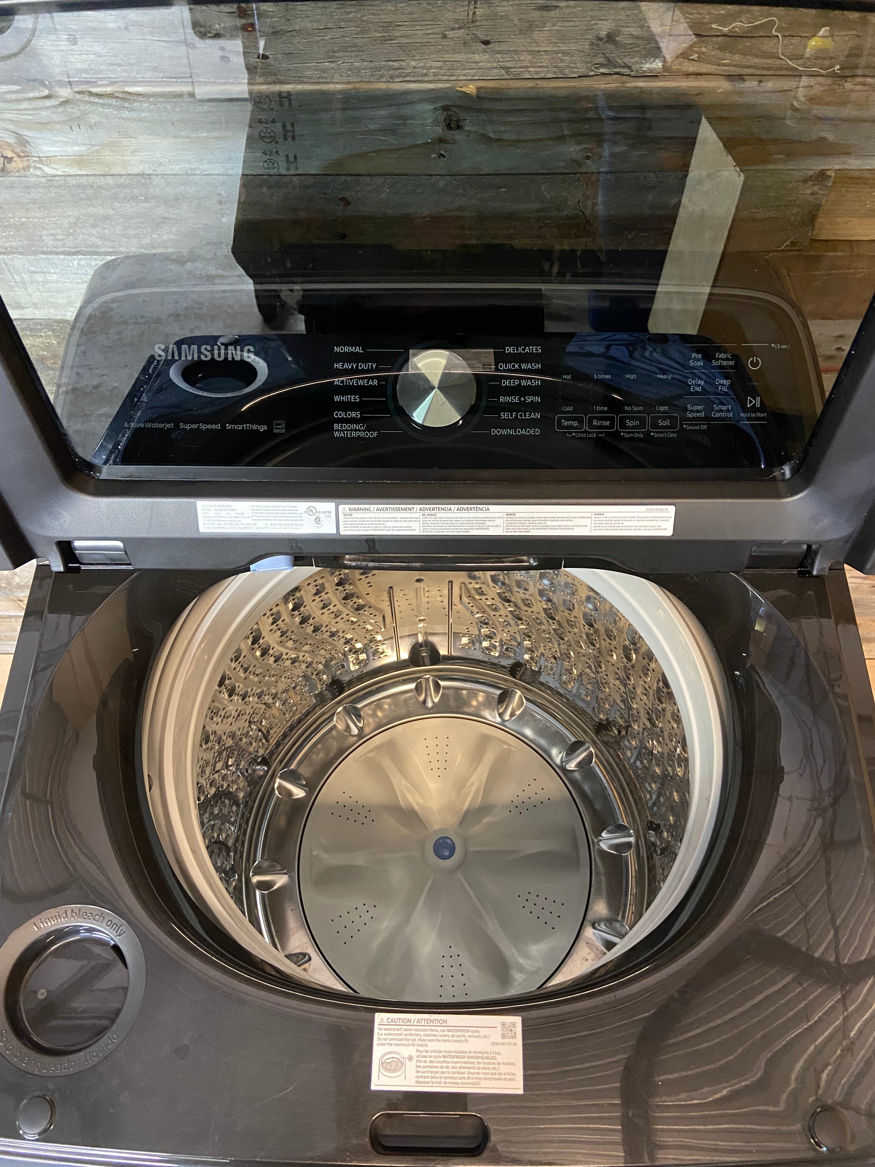 Samsung 5.0 cu. ft. Top Load Washer with Super Speed Black Stainless Steel