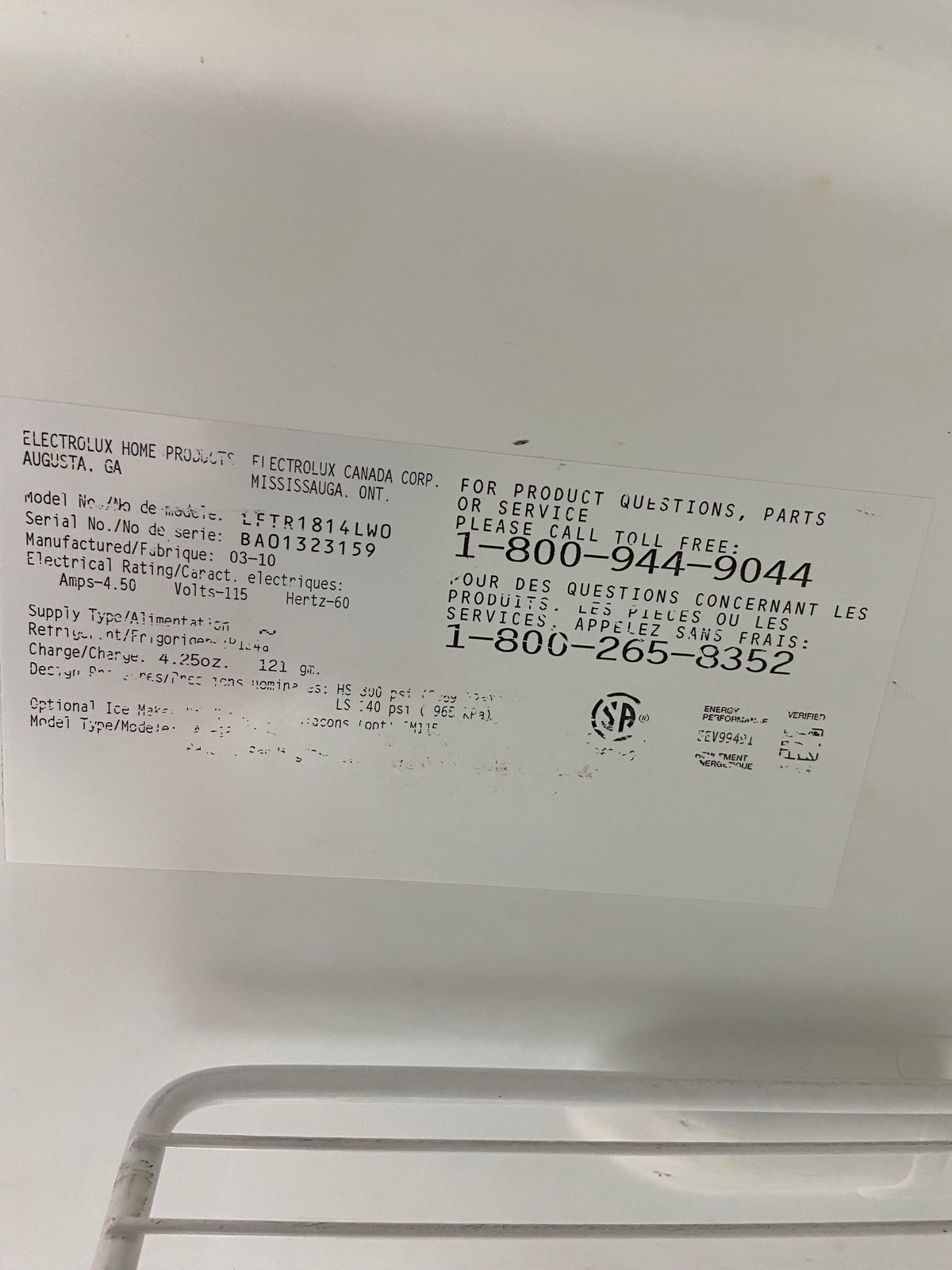 Frigidaire White Top/Bottom 30” Refrigerator