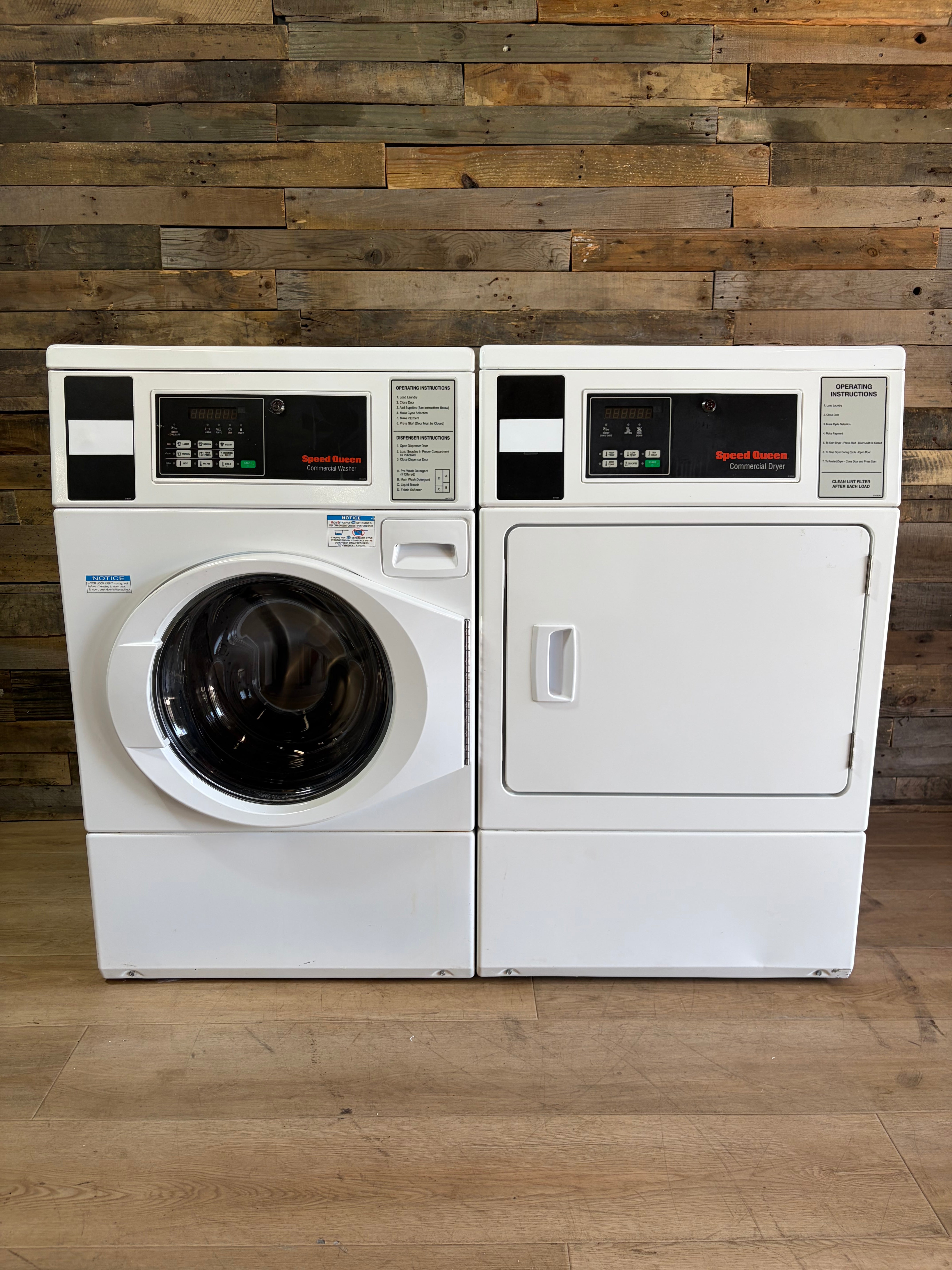SpeedQueen Commercial Front Load Washer Dryer Set