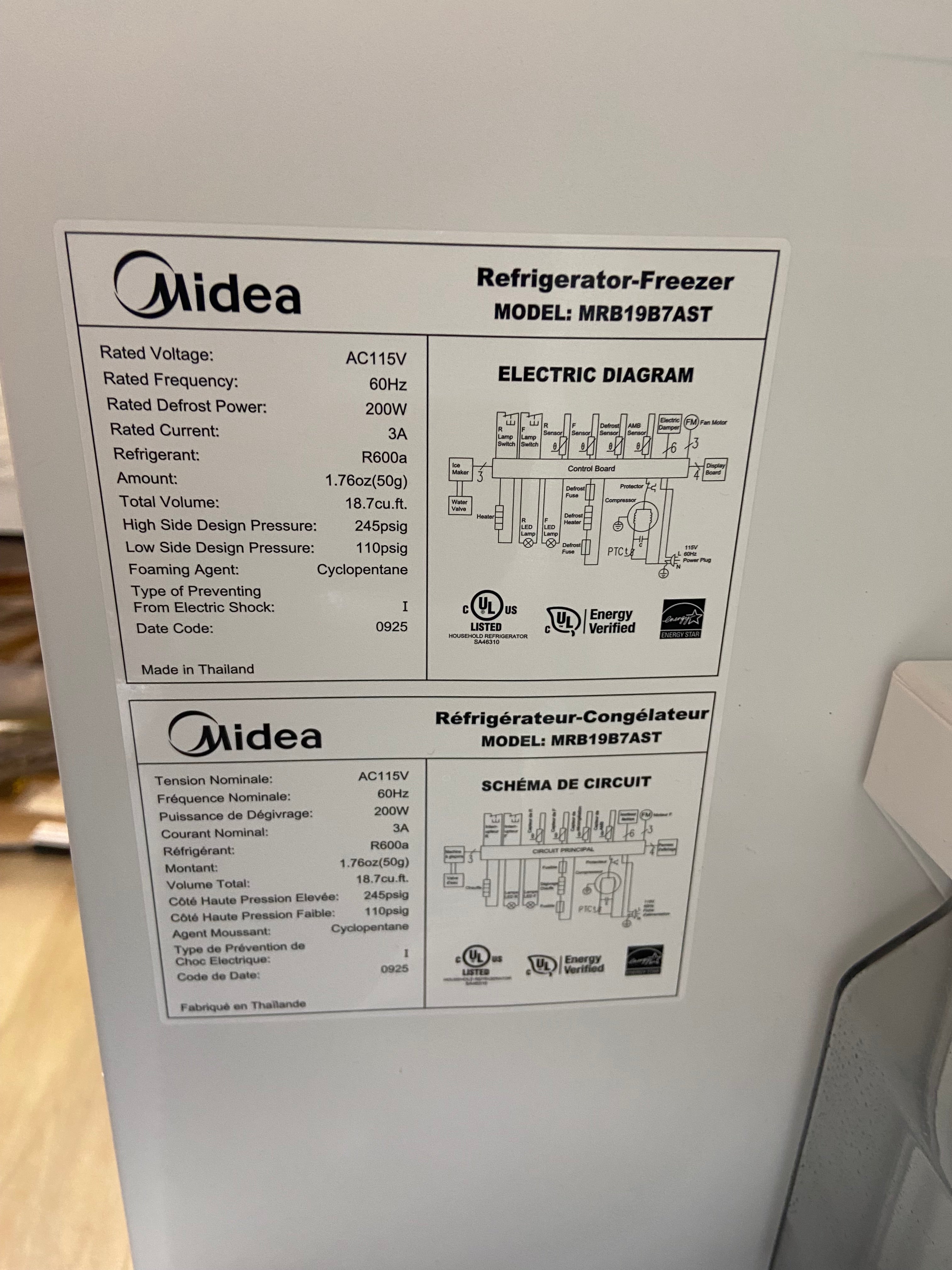 Midea 18.7 Cu. Ft. Top Freezer Refrigerator – Stainless Steel