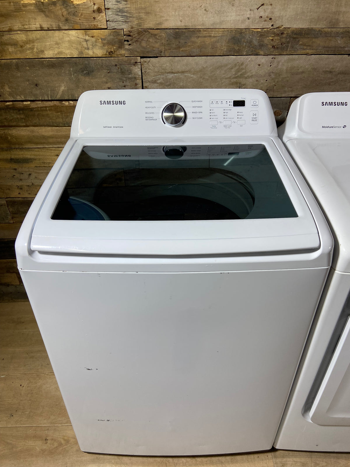 Samsung Top Load Large Capacity Glass Lid Washer & Dryer Set