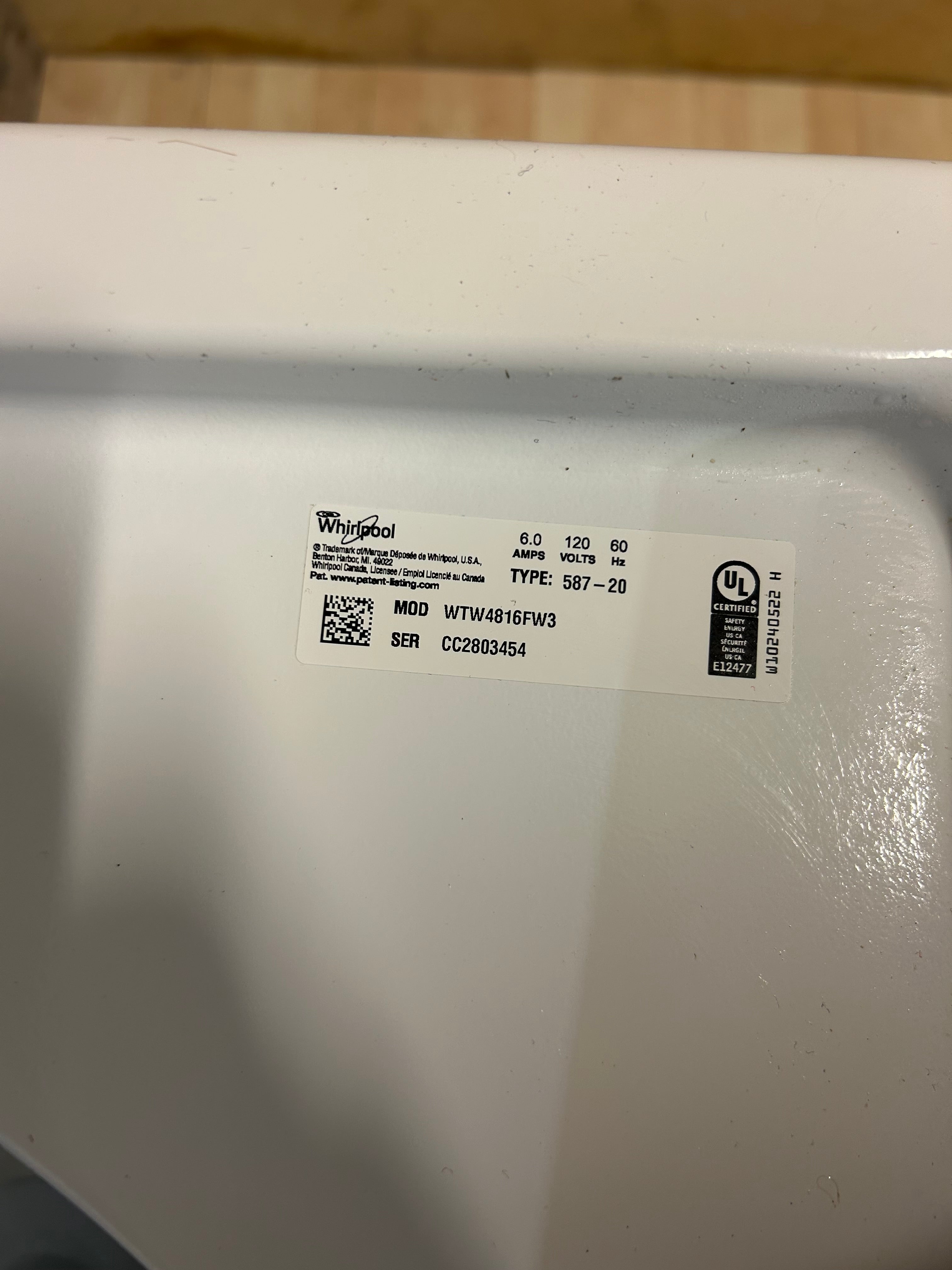 Whirlpool Grey Face Top Load Washer