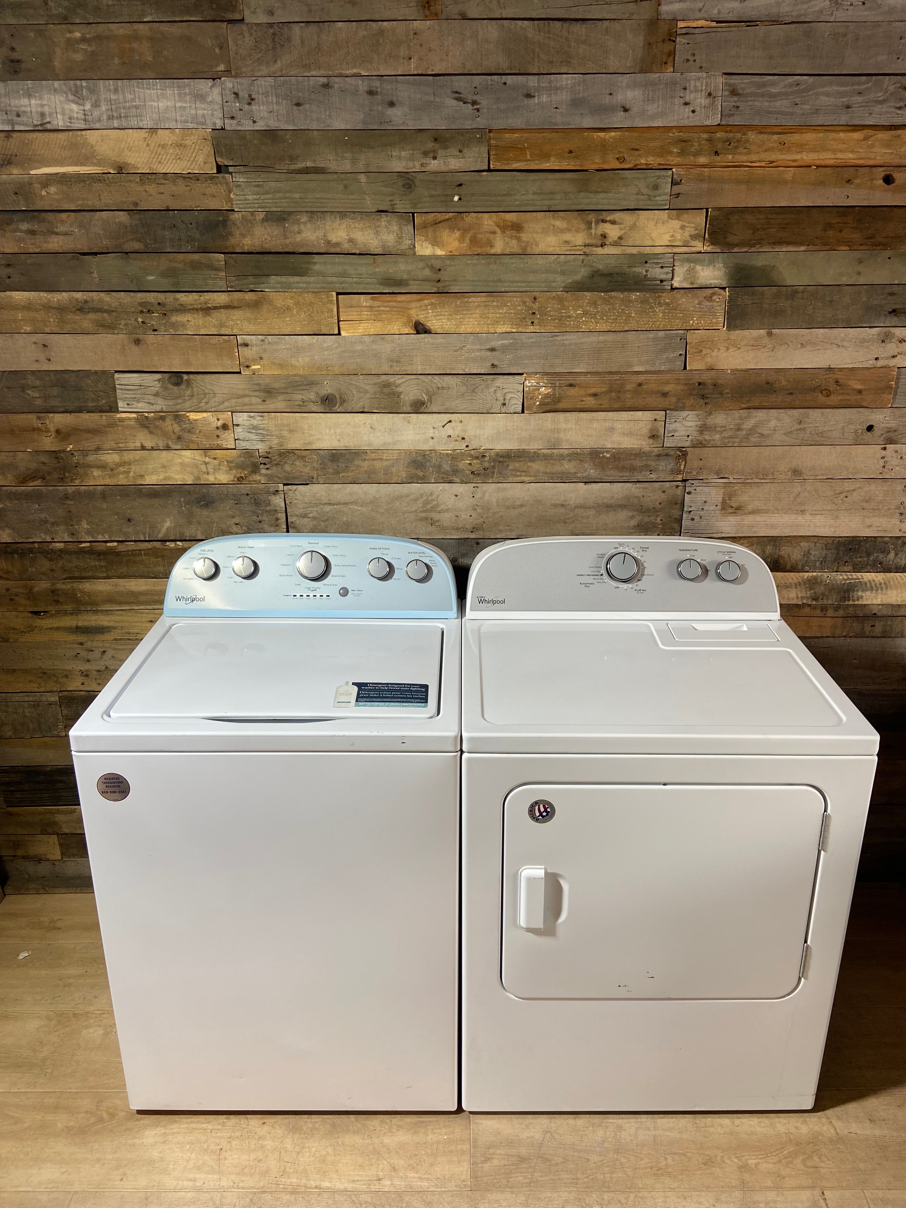 Whirlpool Top Load Grey Face Washer & Dryer Set
