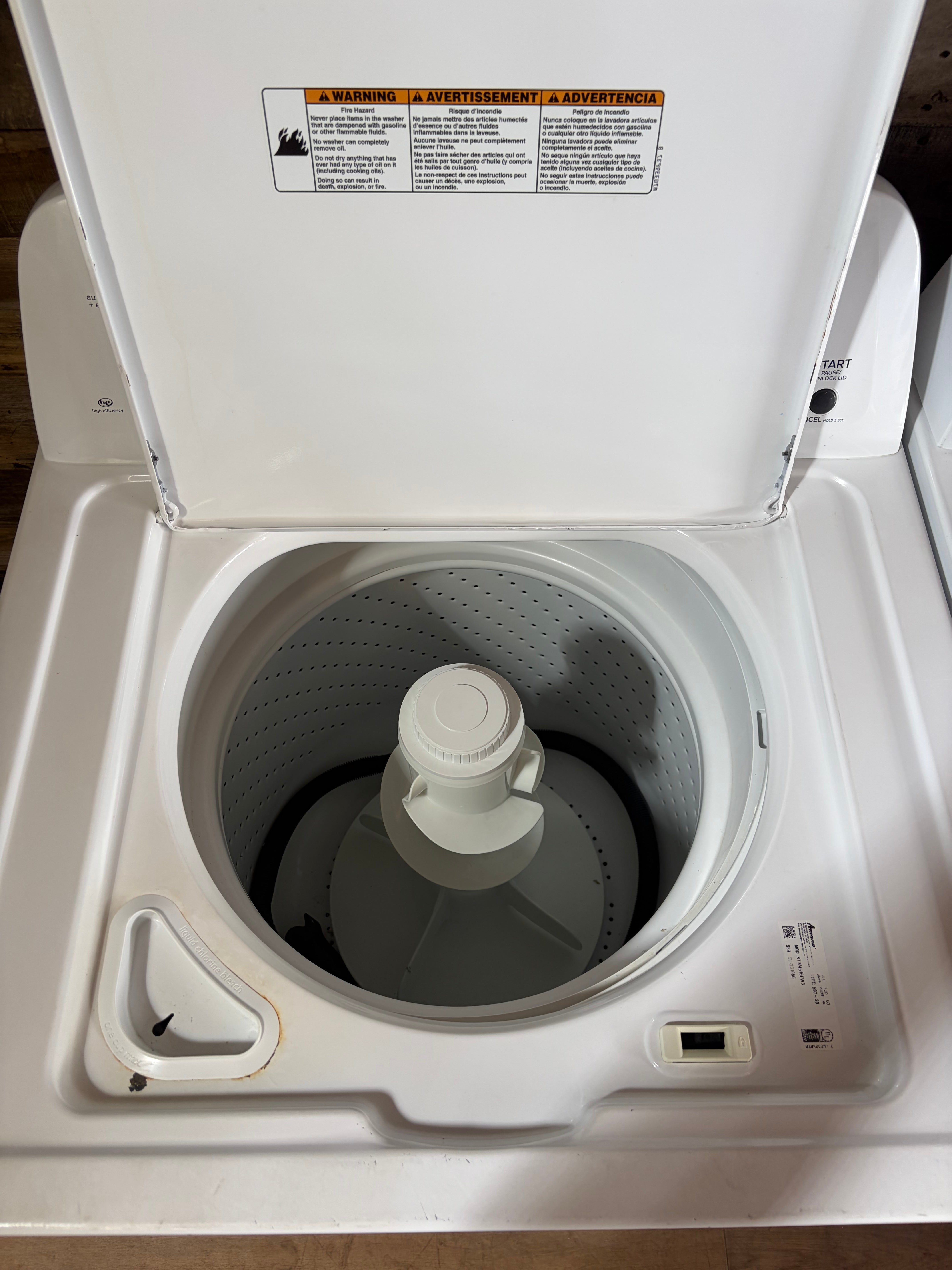Amana White Top Load Washer Dryer Set
