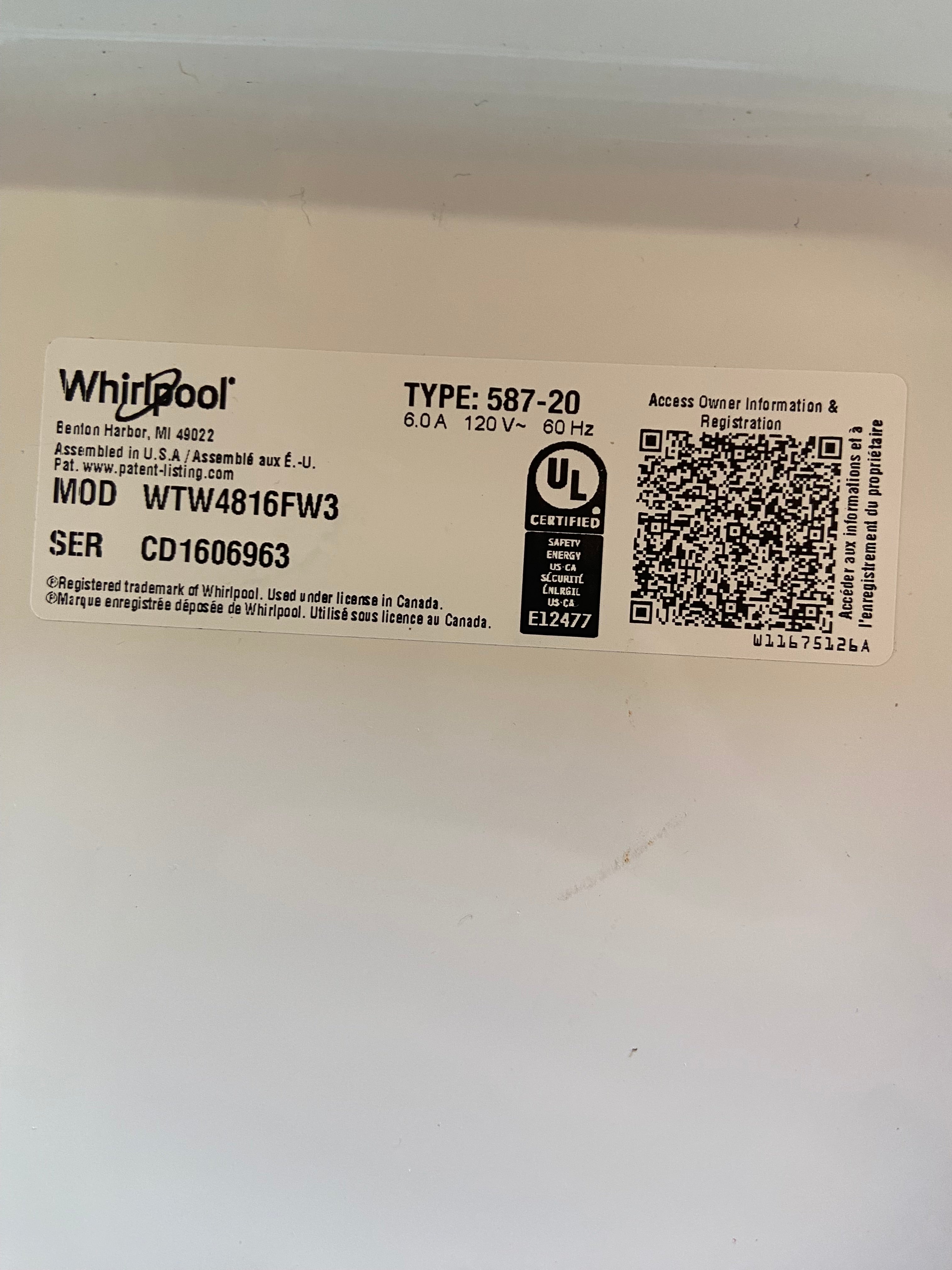Whirlpool Grey Face Top Load Set