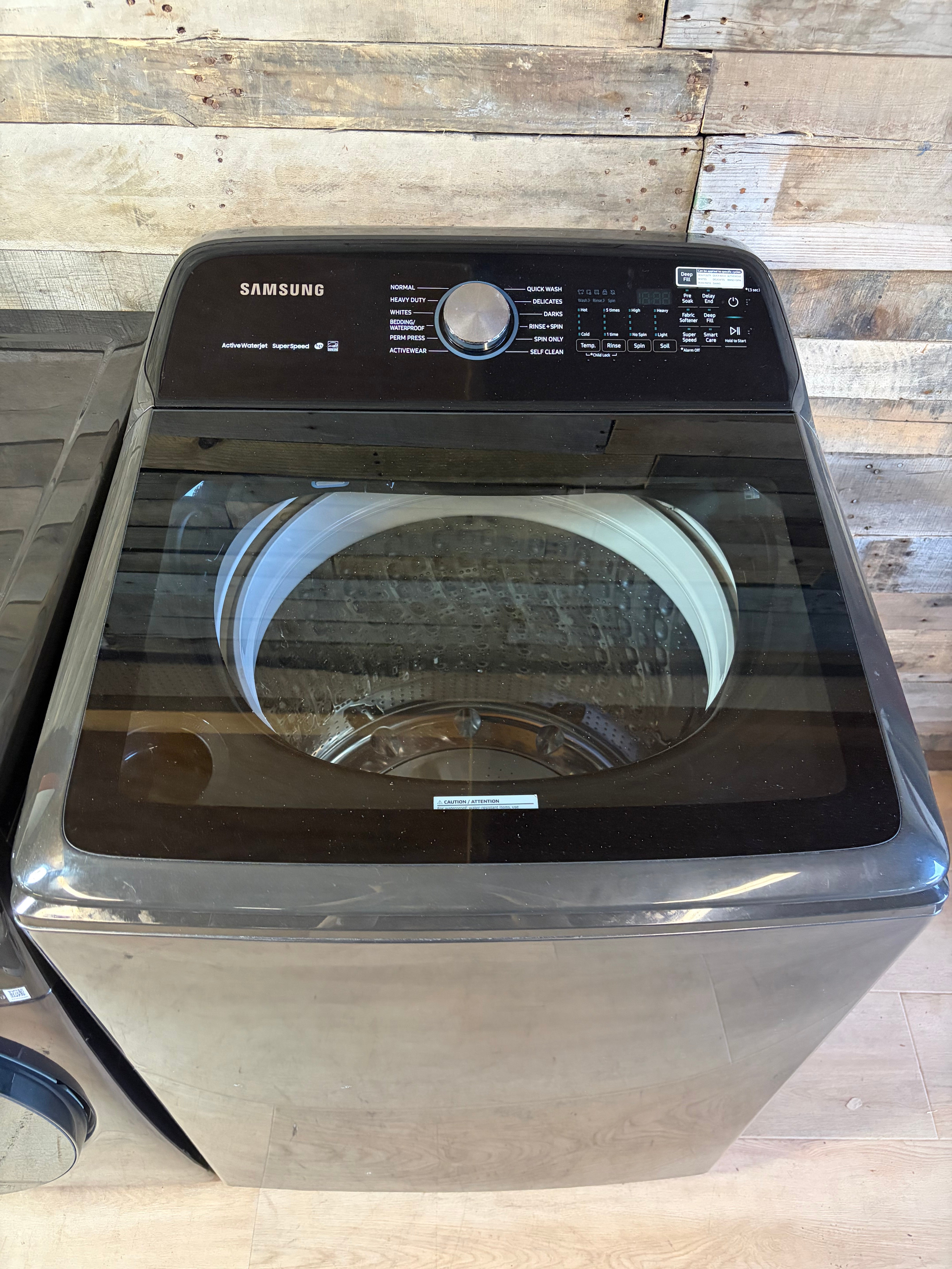 Black Samsung 5.0 Cu Ft Washer and Smart Dryer