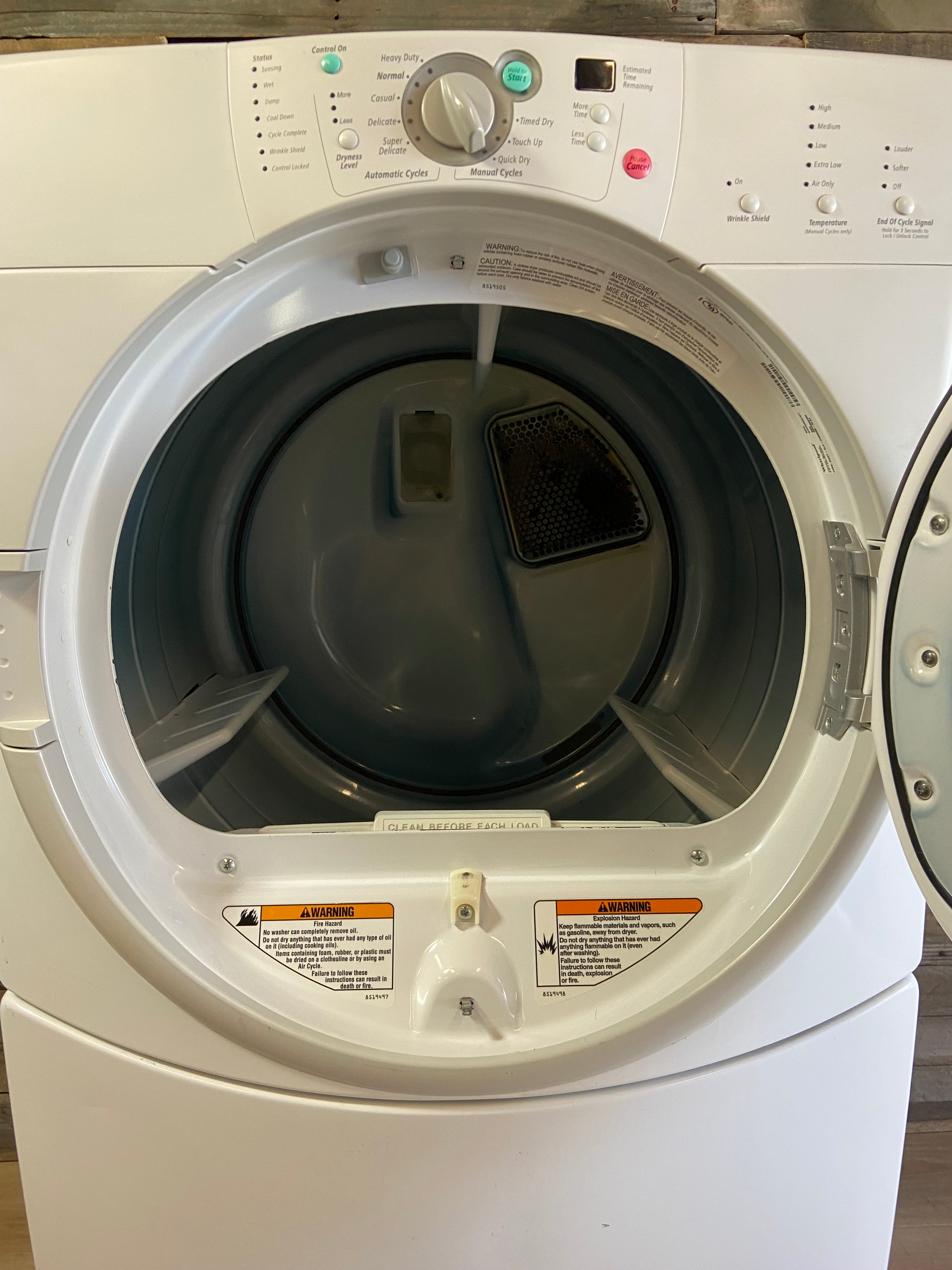 Whirlpool Duet Front Load Style Dryer With Pedestal