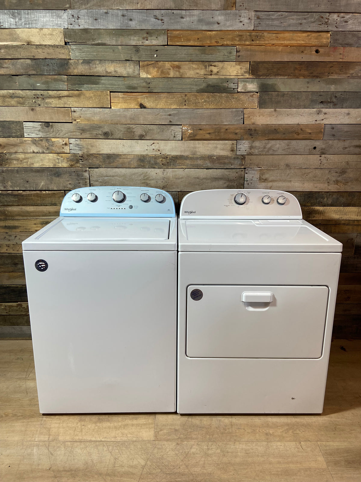 Whirlpool Top Load Grey Panel Washer & Dryer Set