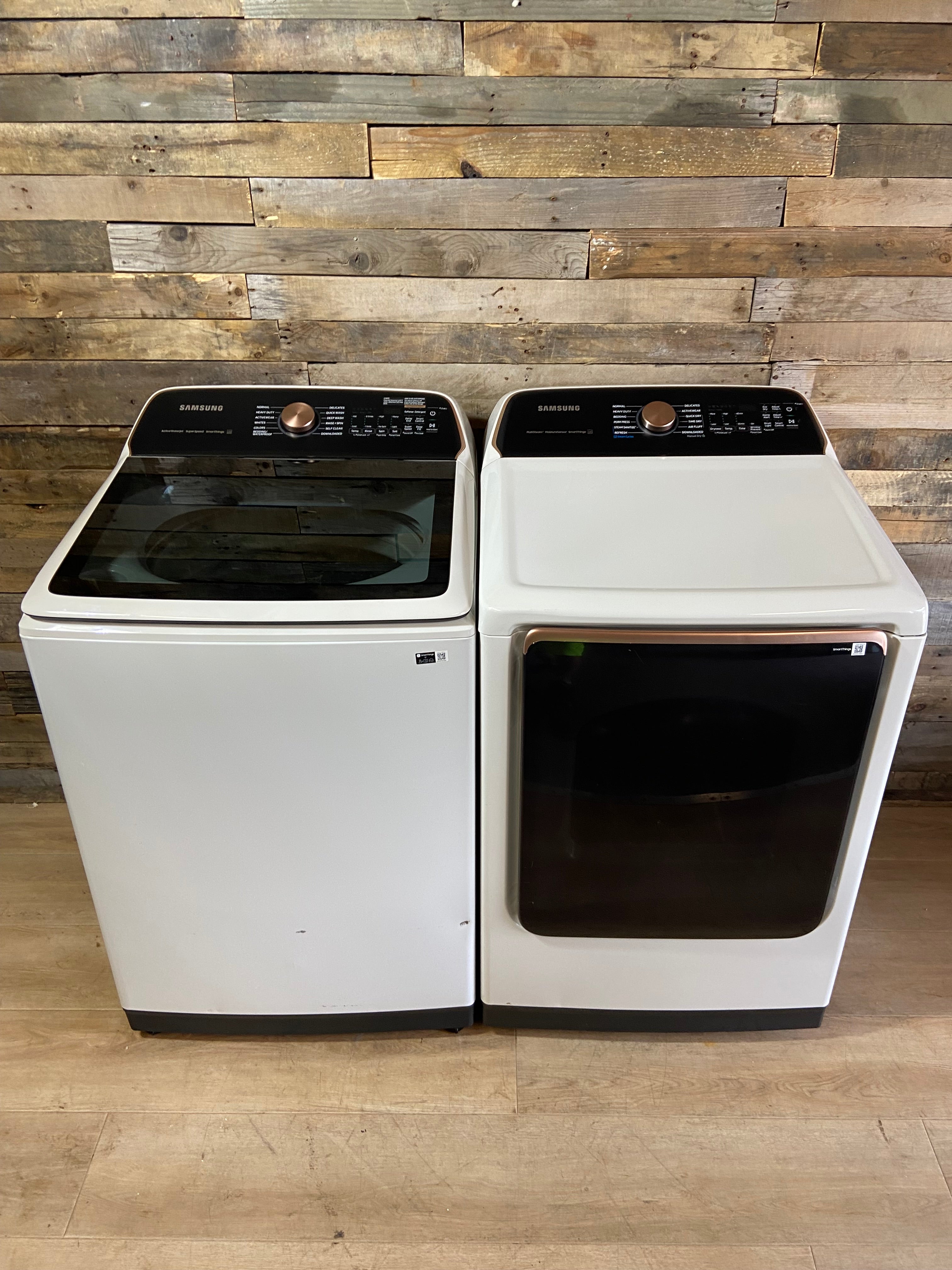 Samsung 5.0 Cu White/ Rose Gold Washer & Dryer Set