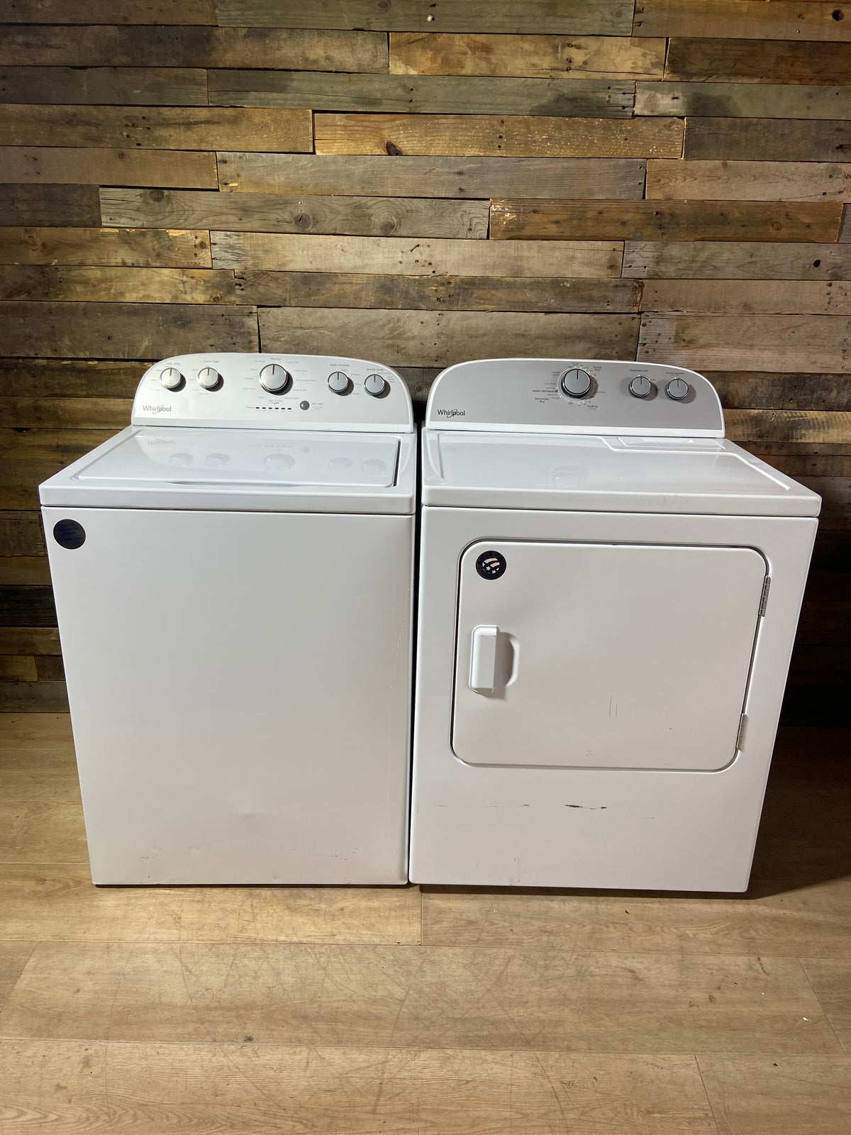 Whirlpool Top Load Grey Panel Washer & Dryer Set