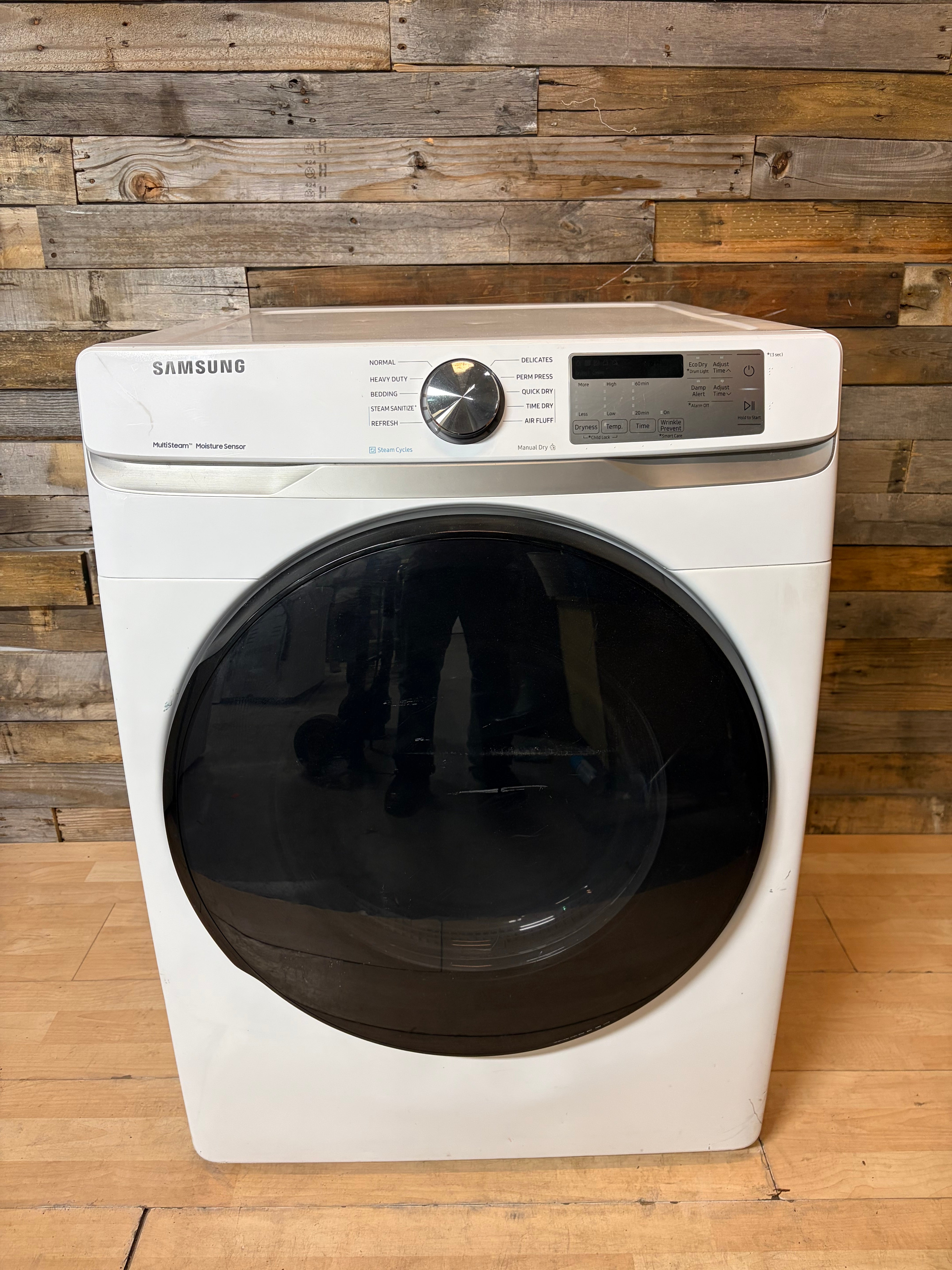 White Samsung Front Load Style Steam Dryer