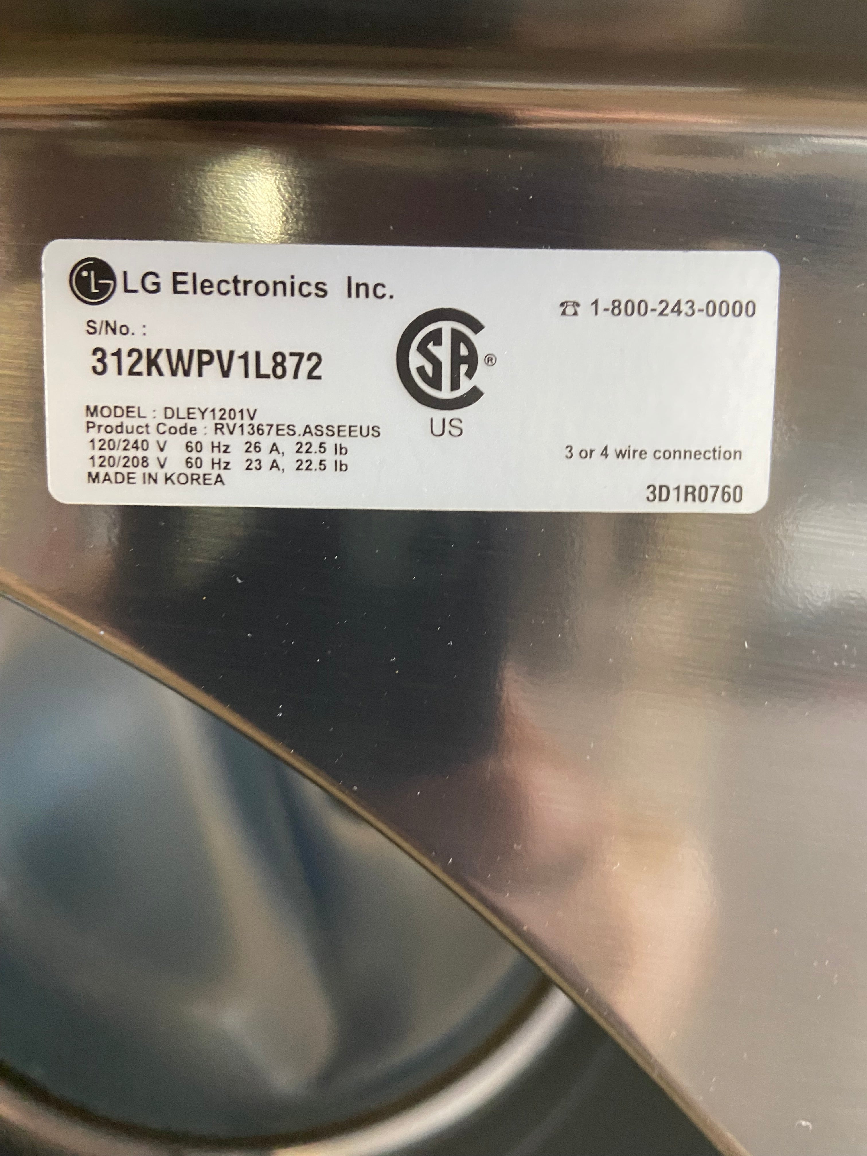 LG Stainless HydroShield Dryer