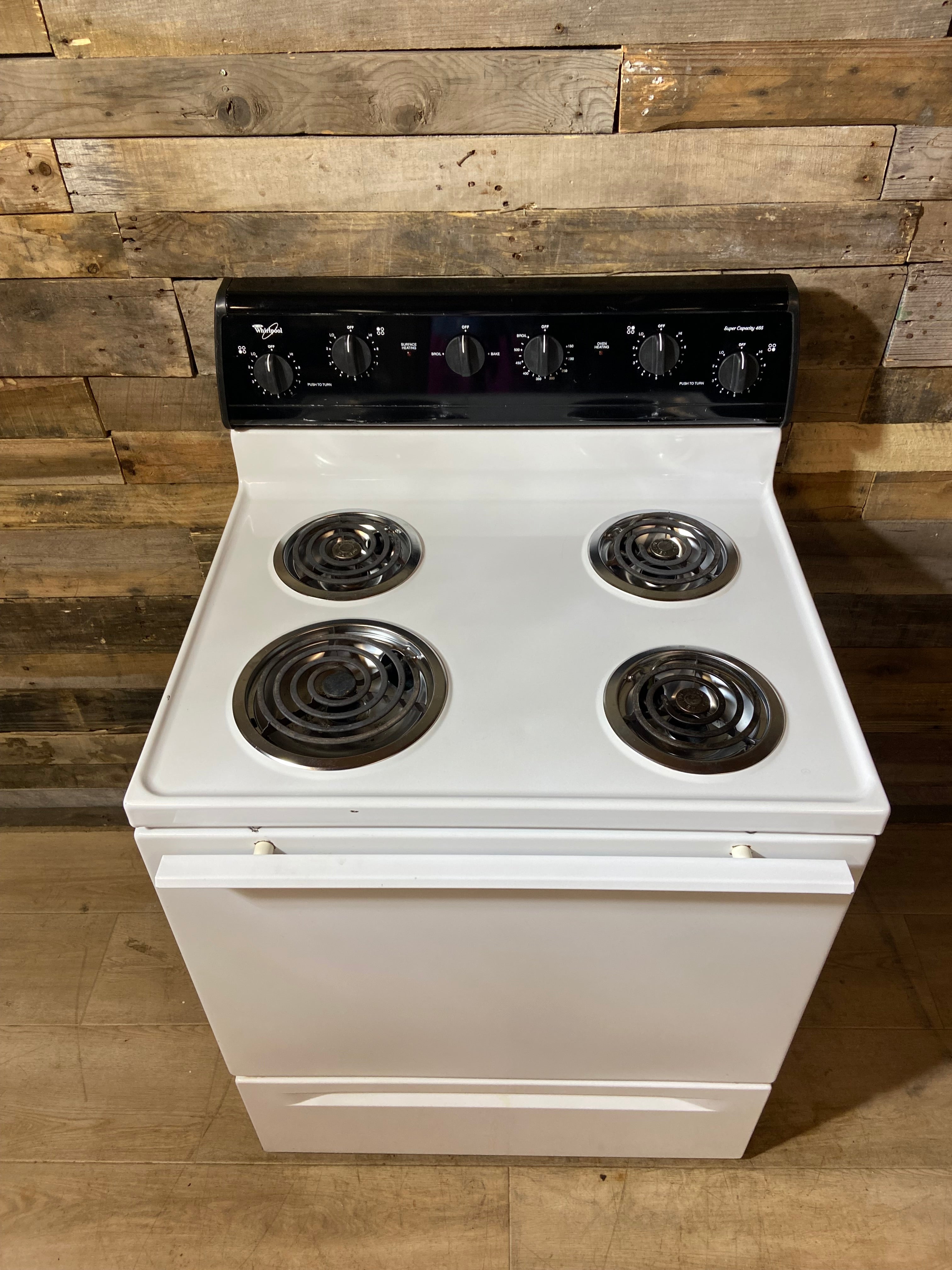 Whirlpool White 4 Burner Coil Top Range