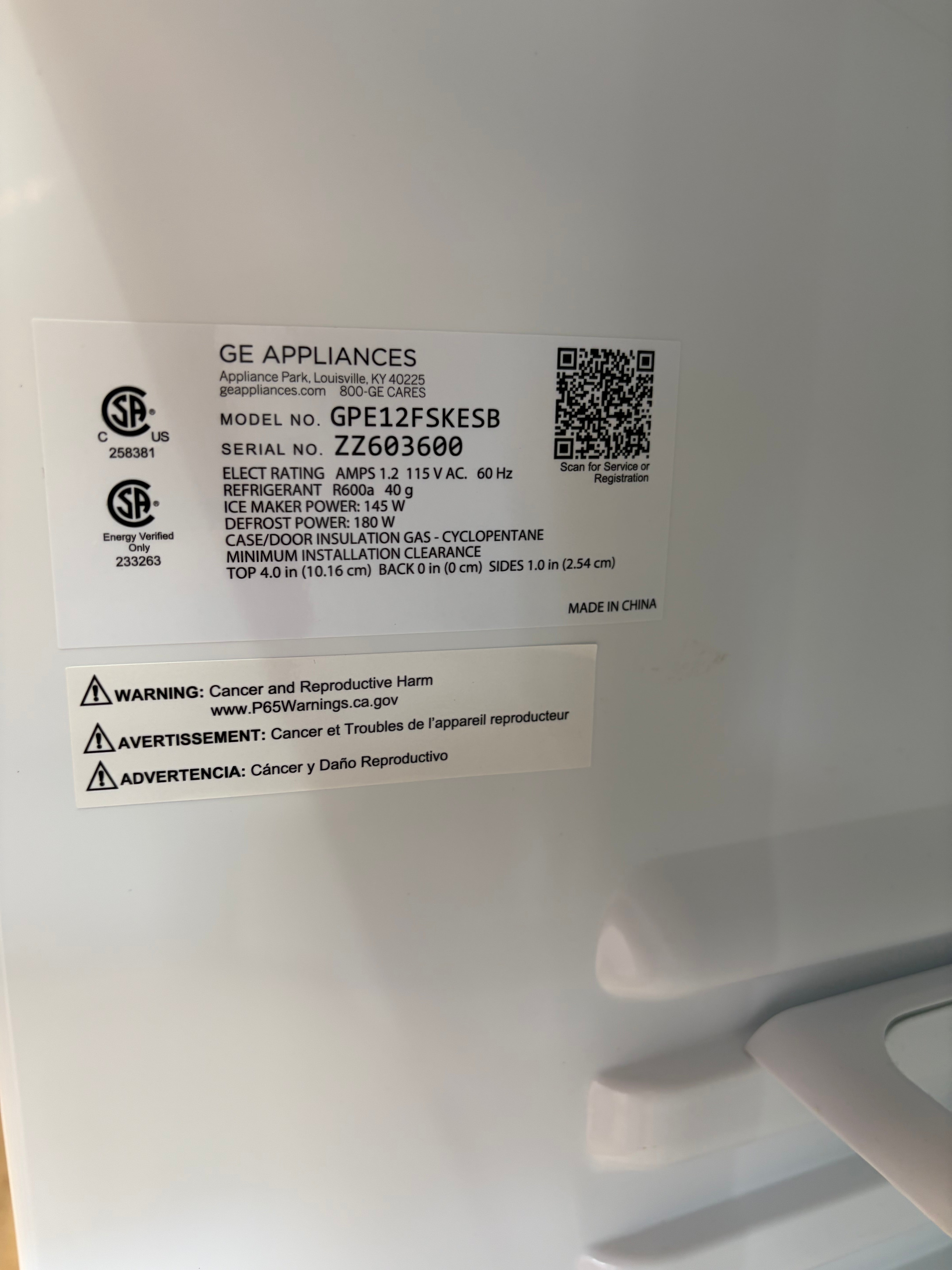GE Stainless 24 Inch Top Bottom Fridge