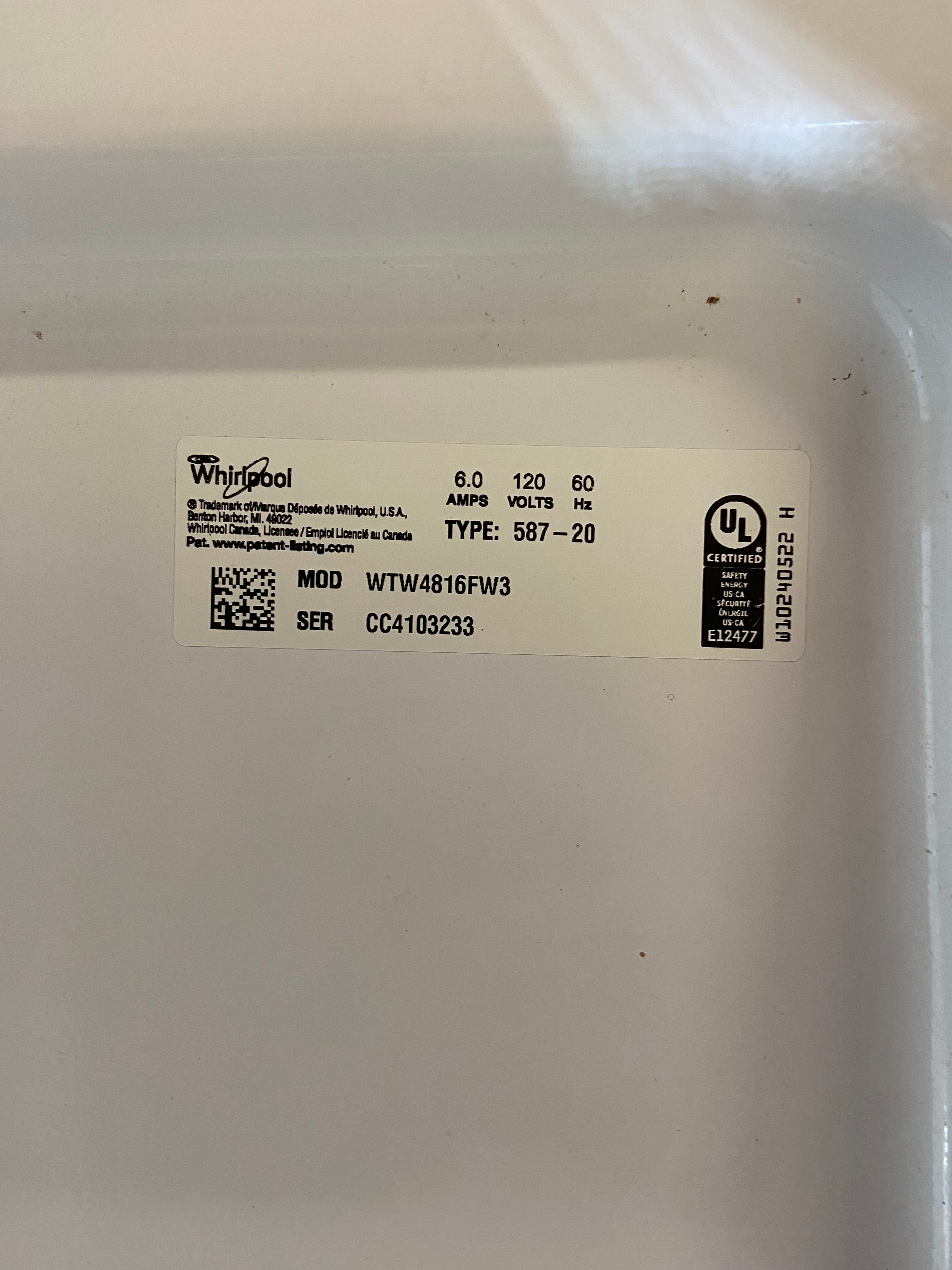 Whirlpool Top Load Washer & Dryer Set