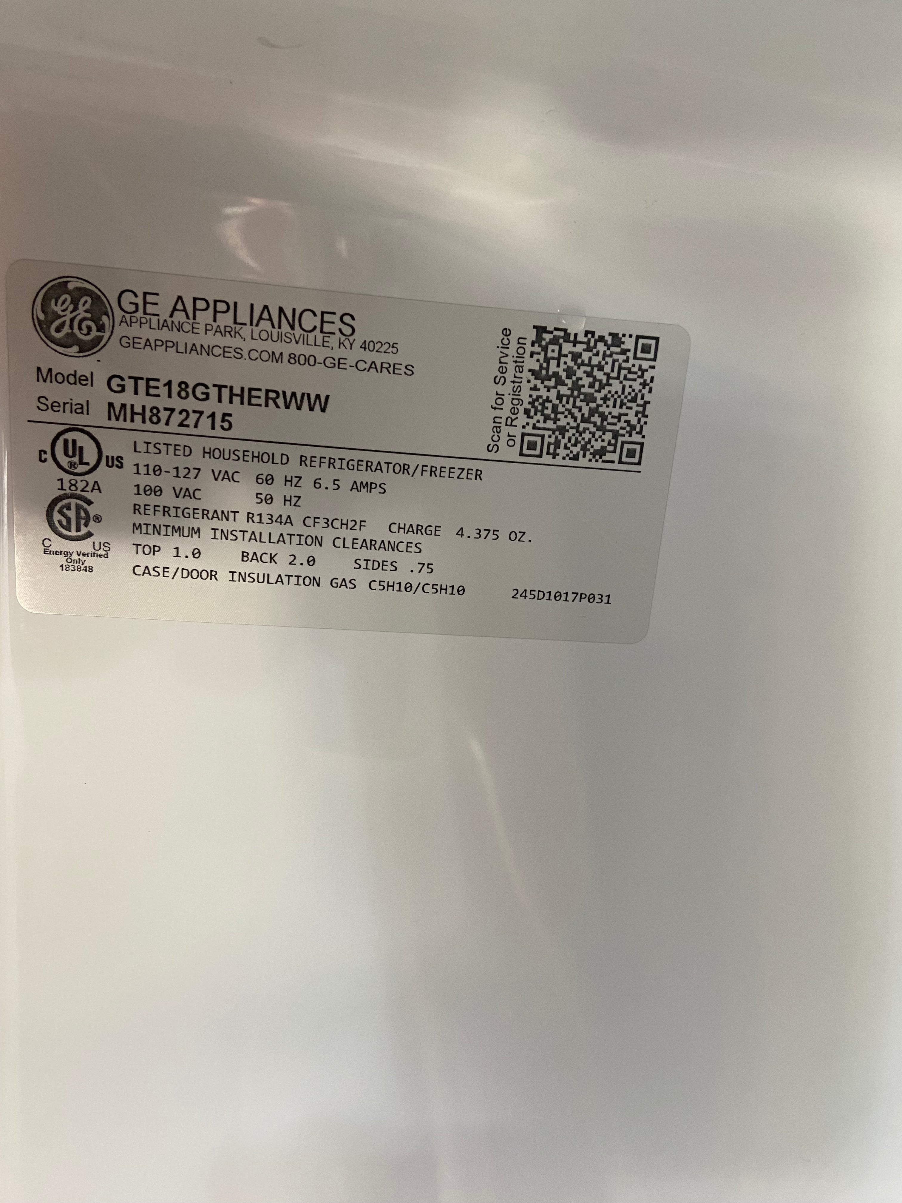 GE White Top Bottom Refrigerator