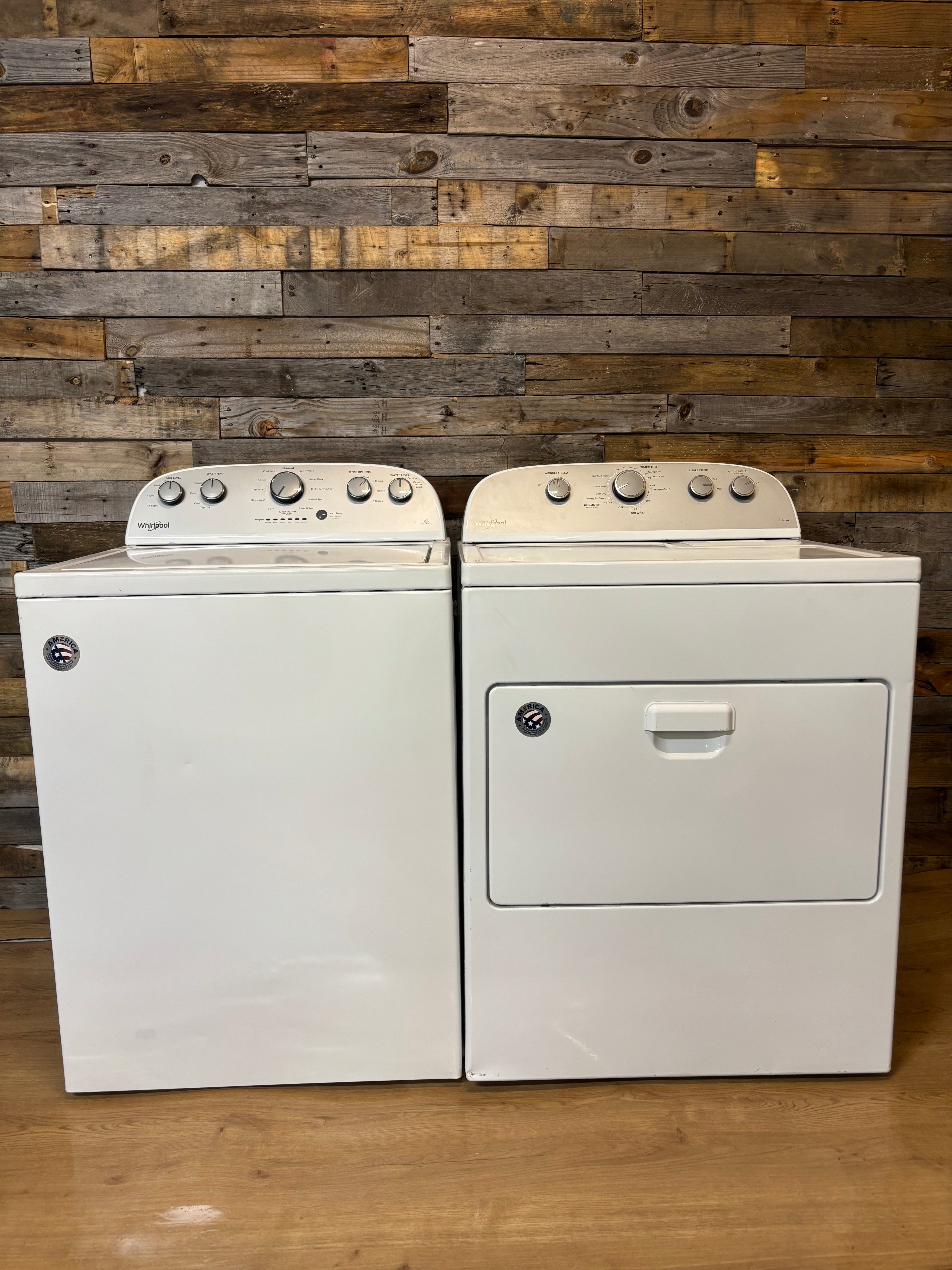 Whirlpool Grey Face Top Load Set With Steam Dryer