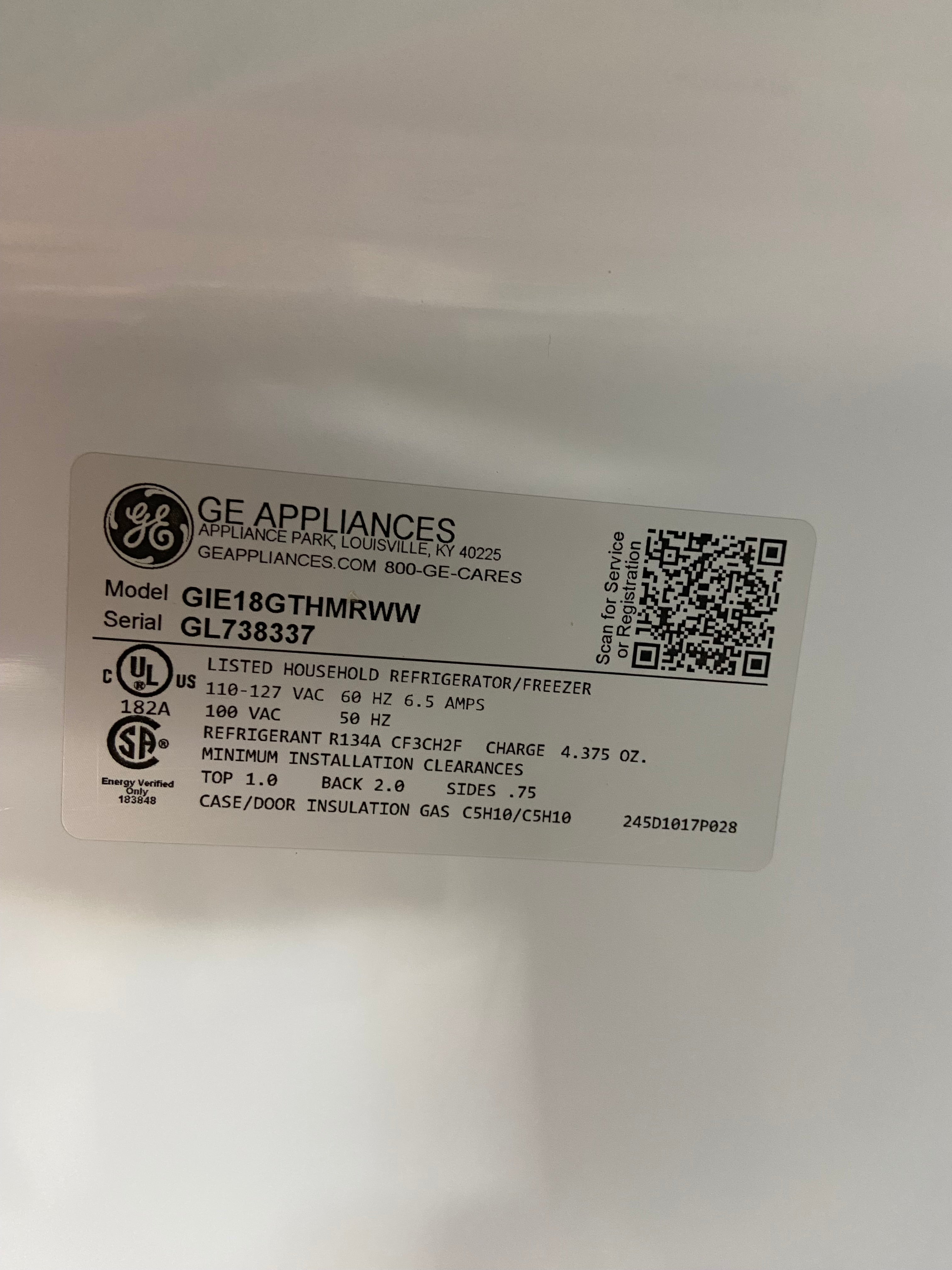 GE White Top Bottom Refrigerator