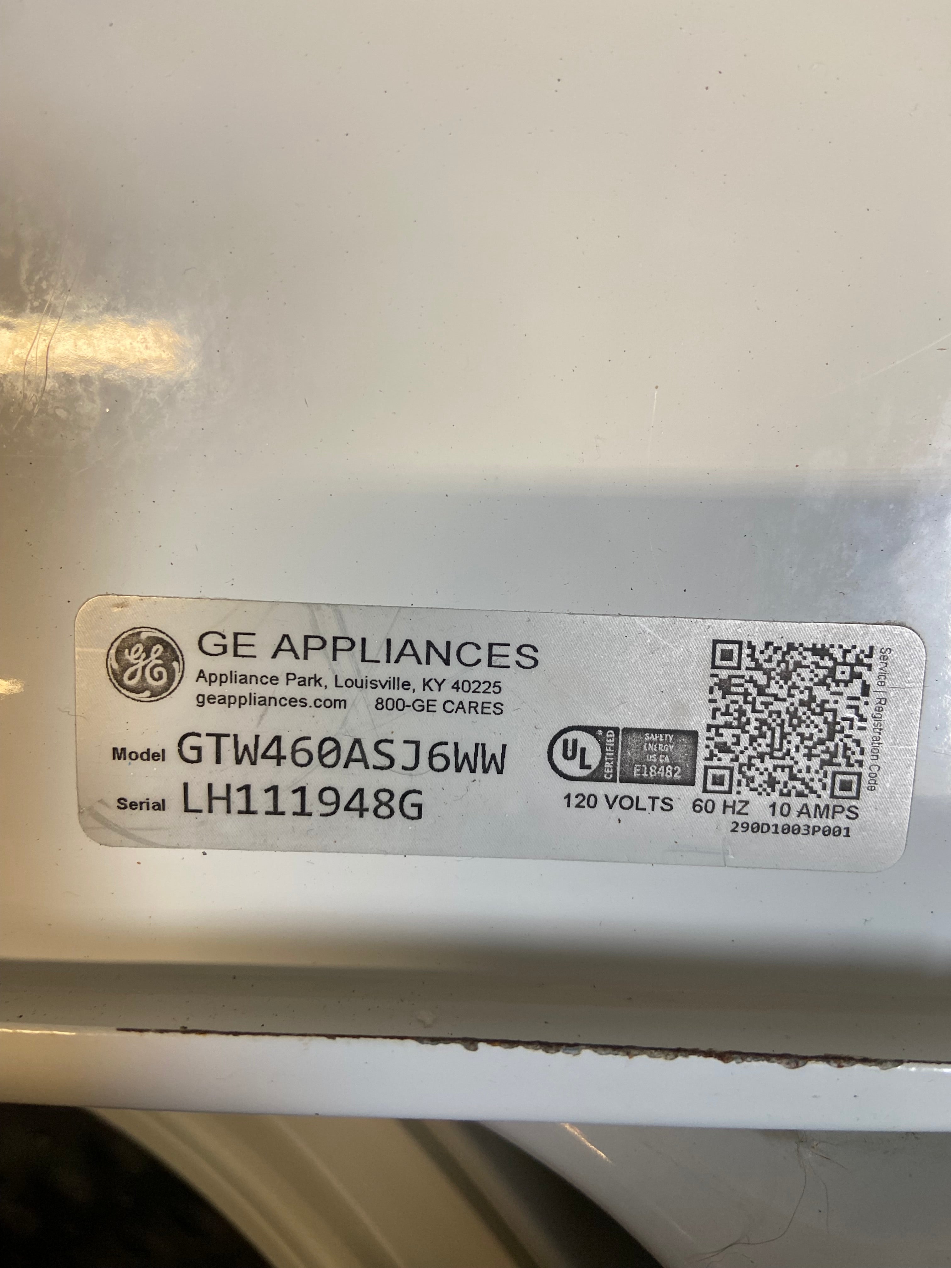 GE White Top Load Washer
