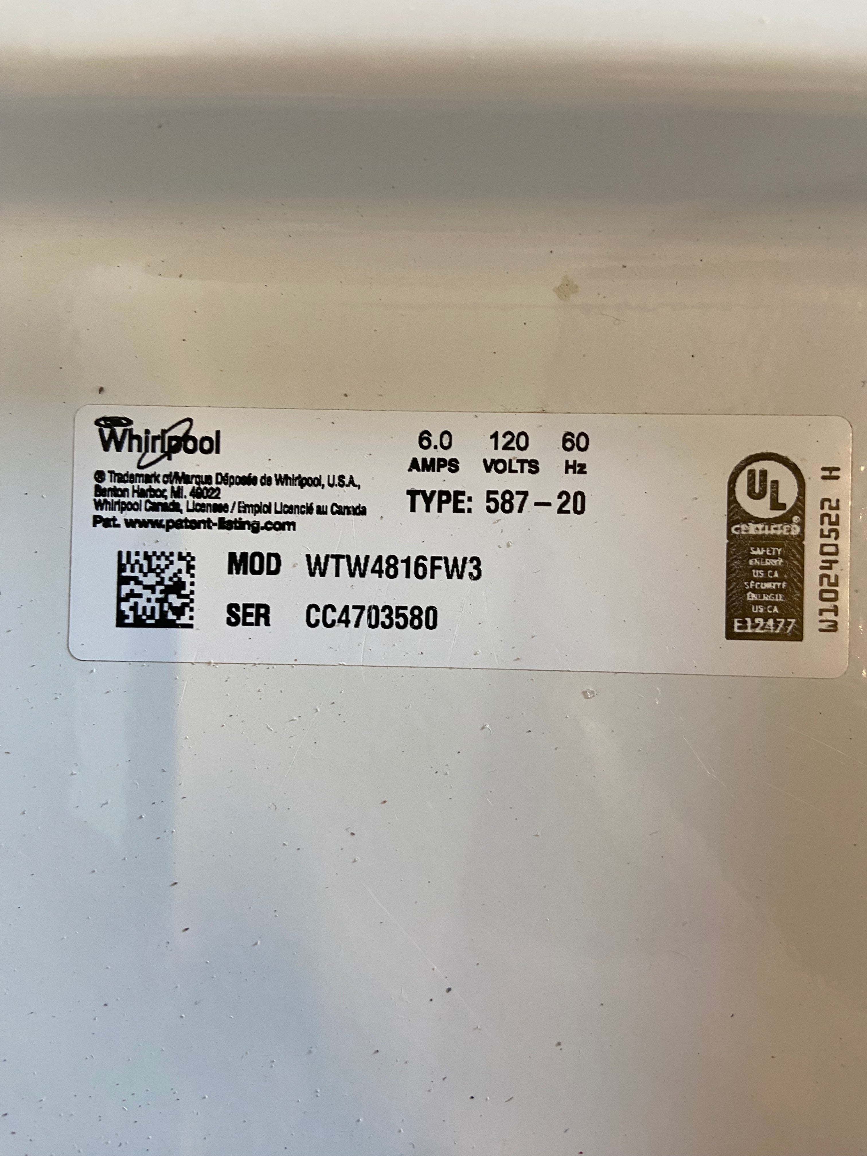 Whirlpool Top Load Washer