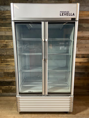 PremiumLevella PRN185DX Glass Door Display Refrigerator 18 cu ft Commercial Beverage Cooler Merchandiser With Customizable Lightbox