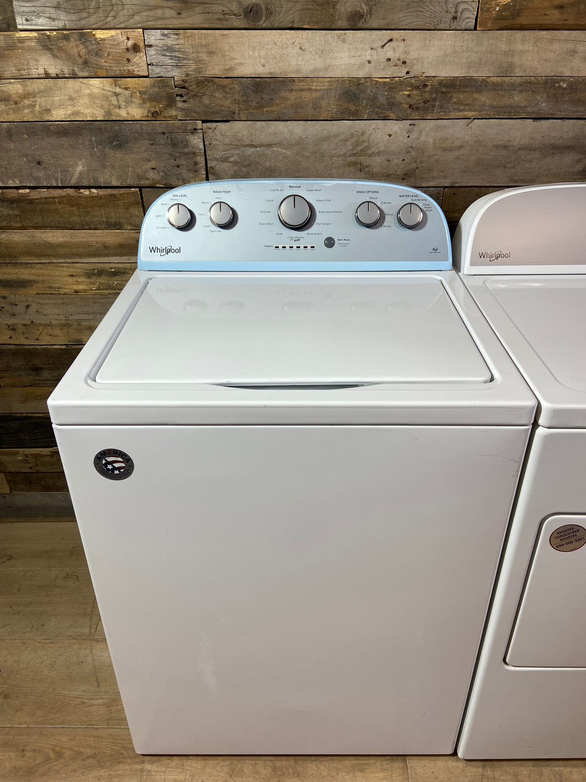 Whirlpool Top Load Grey Panel Washer & Dryer Set