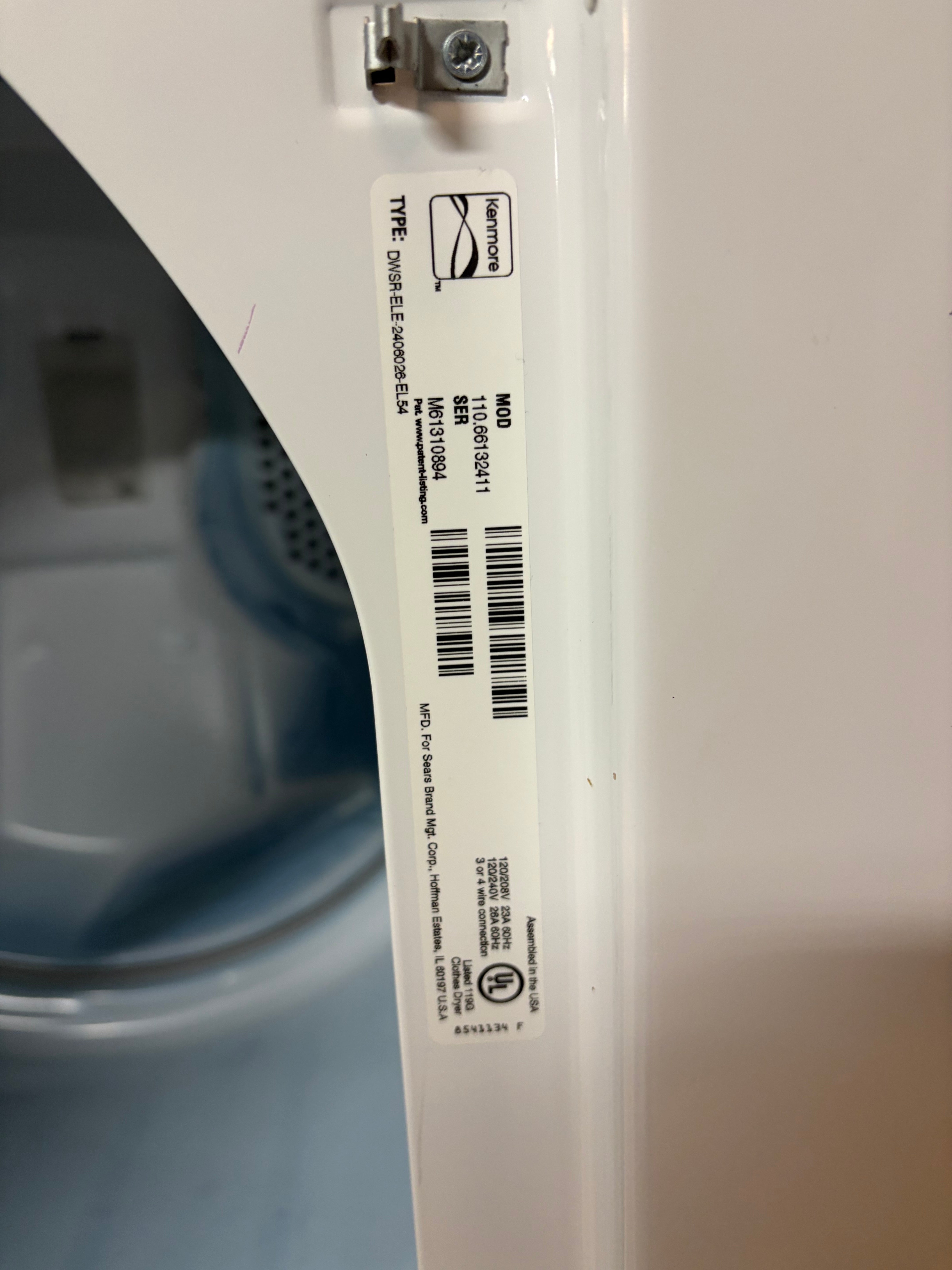 Kenmore Series 600 Dryer