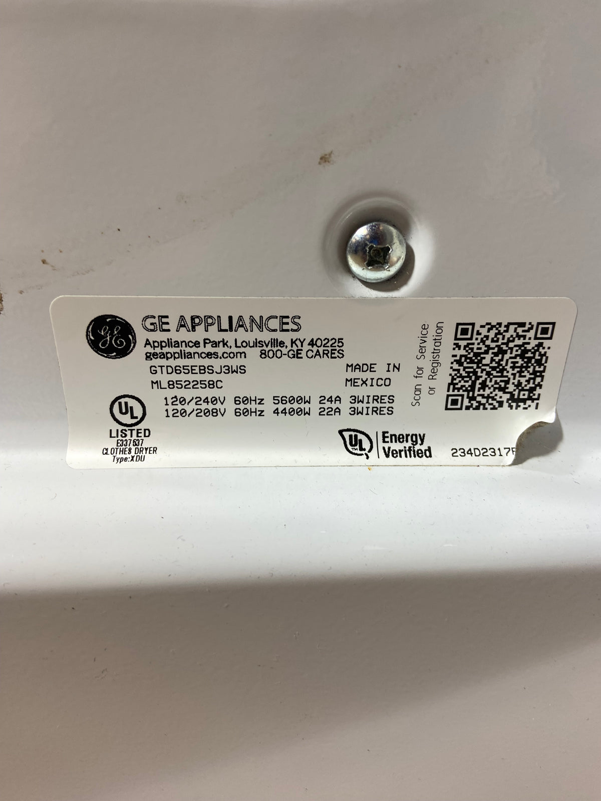 GE Large Capacity Digital Dryer