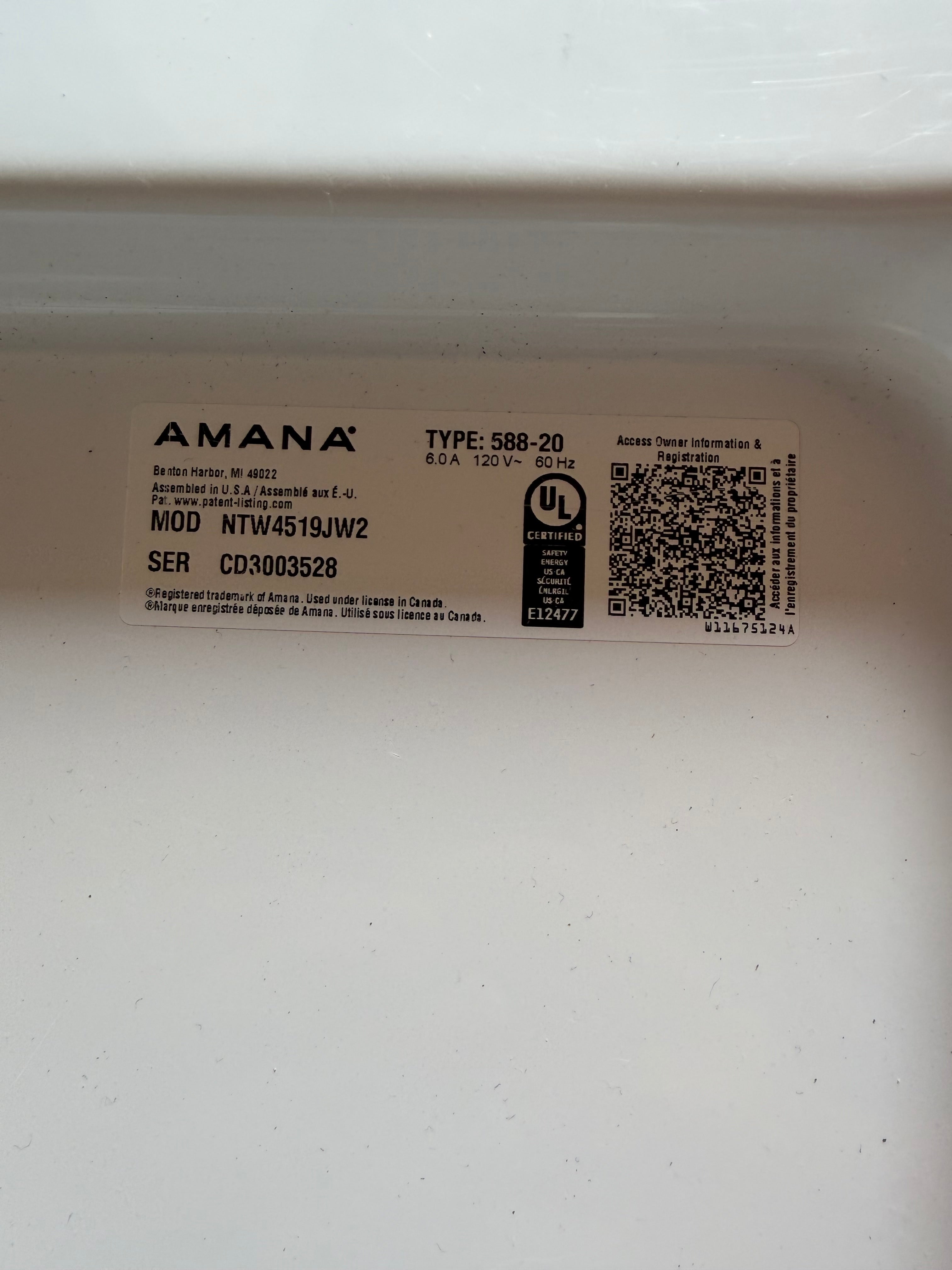 Amana Large Capacity Top Load Set
